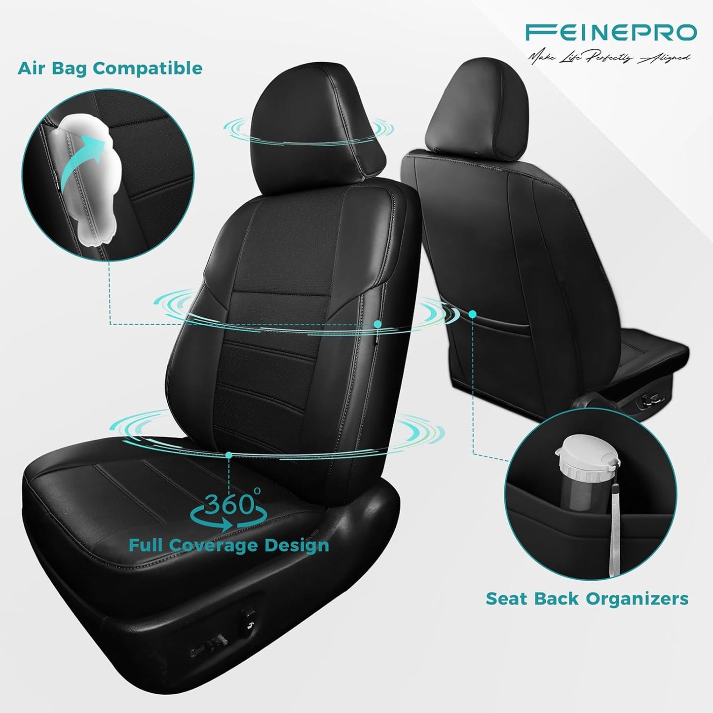 for Toyota Camry Seat Covers SE XSE SE Sport 2012 2013 2014 2015 2016 2017 - Custom Fit Car Seat Covers Full Set, Waterproof Breathable Leather Seat Covers for Cars, Black Not for Hybrid