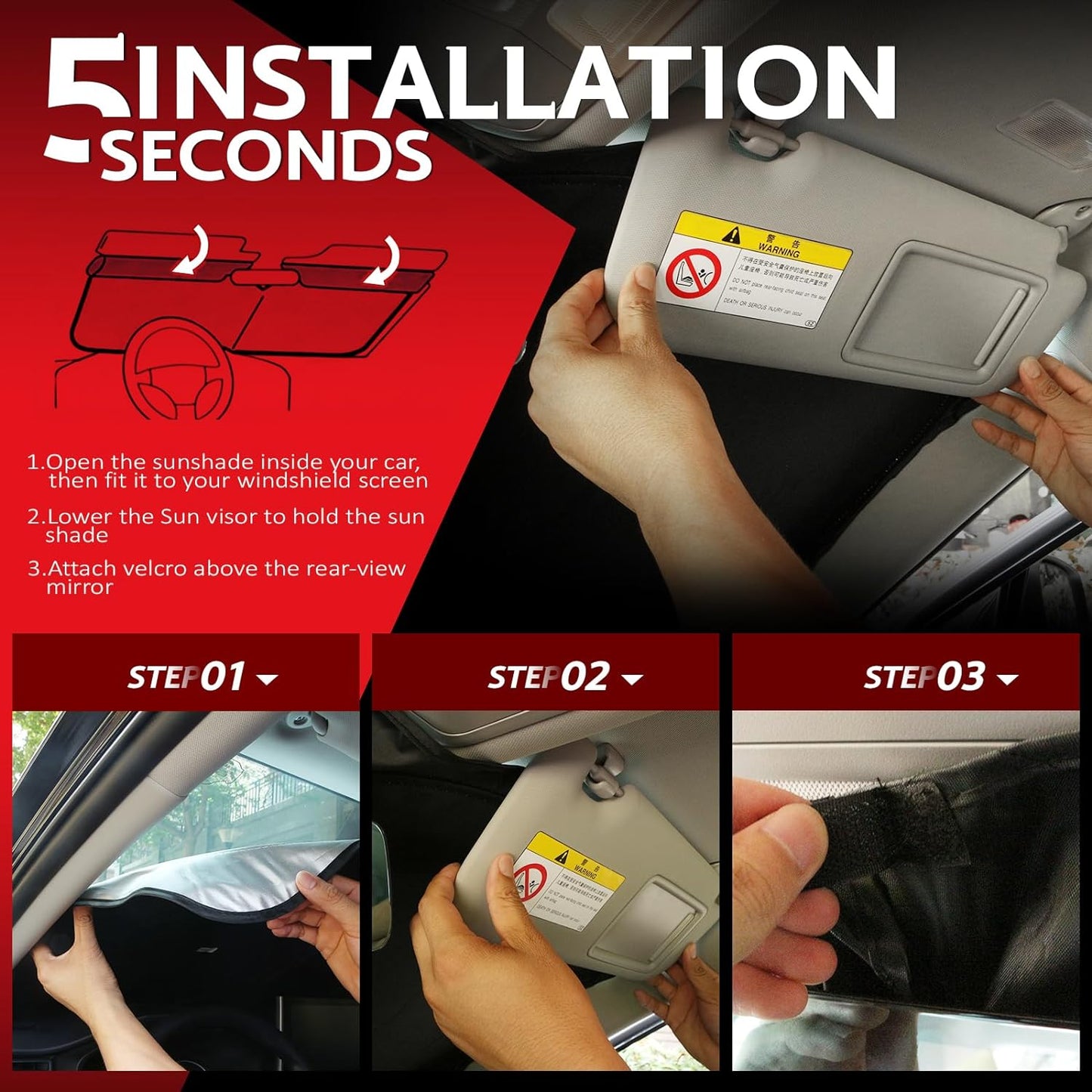 KAYZT Windshield Sun Shade for 2022-2025 2026 Toyota Tundra (Limited, SR5, Platinum, TRD Pro) Foldable Sunshade Front Window Custom Fit Car Accessories