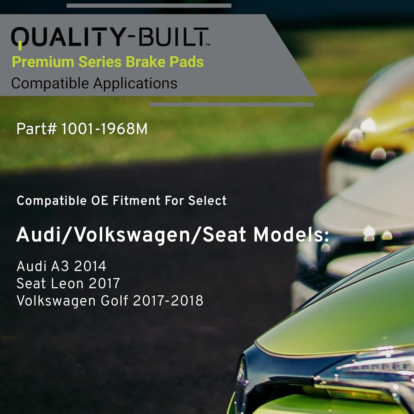 Premium Semi-Metallic Front Brake Pads (1001-1968M) Compatible with Audi A3 2014-2014, Seat Leon 2017-2017, Volkswagen Golf 2017-2018