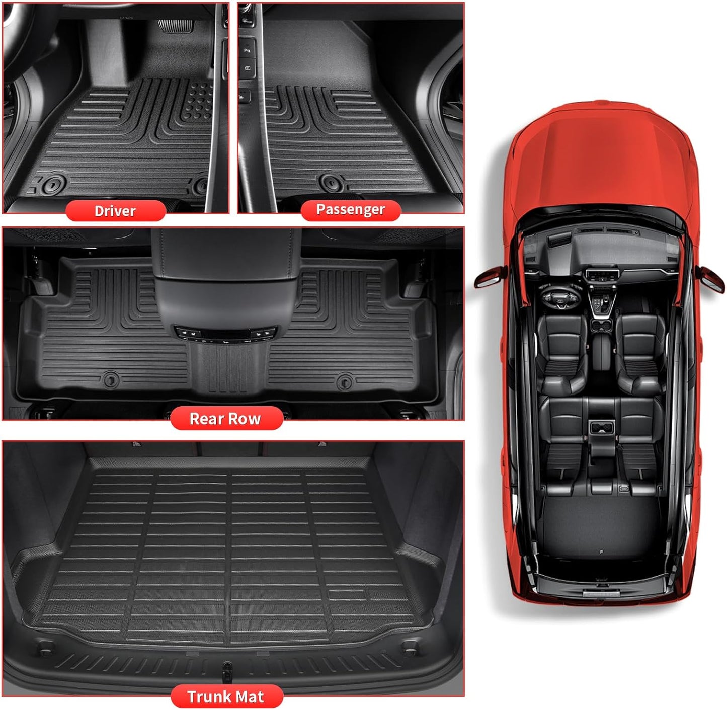 Wayhigh-All Weather Floor Mats & Cargo Liner Set for Nissan Kicks 2018-2024,Custom Fit TPE Car Mats Waterproof Heavy Duty Rubber Floor Liners Kicks Accessories