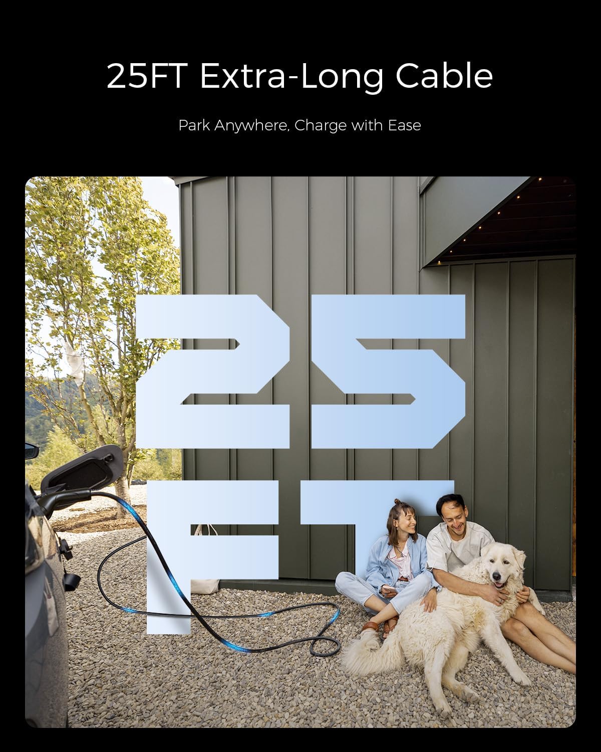 Level 1 EV Charger, 16A 110V 240V Portable EV Charger with 25FT Cable, Home Electric Vehicle Charging Station with NEMA 6-20 Plug NEMA 5-15 Adapter EVSE for All J1772 EVs