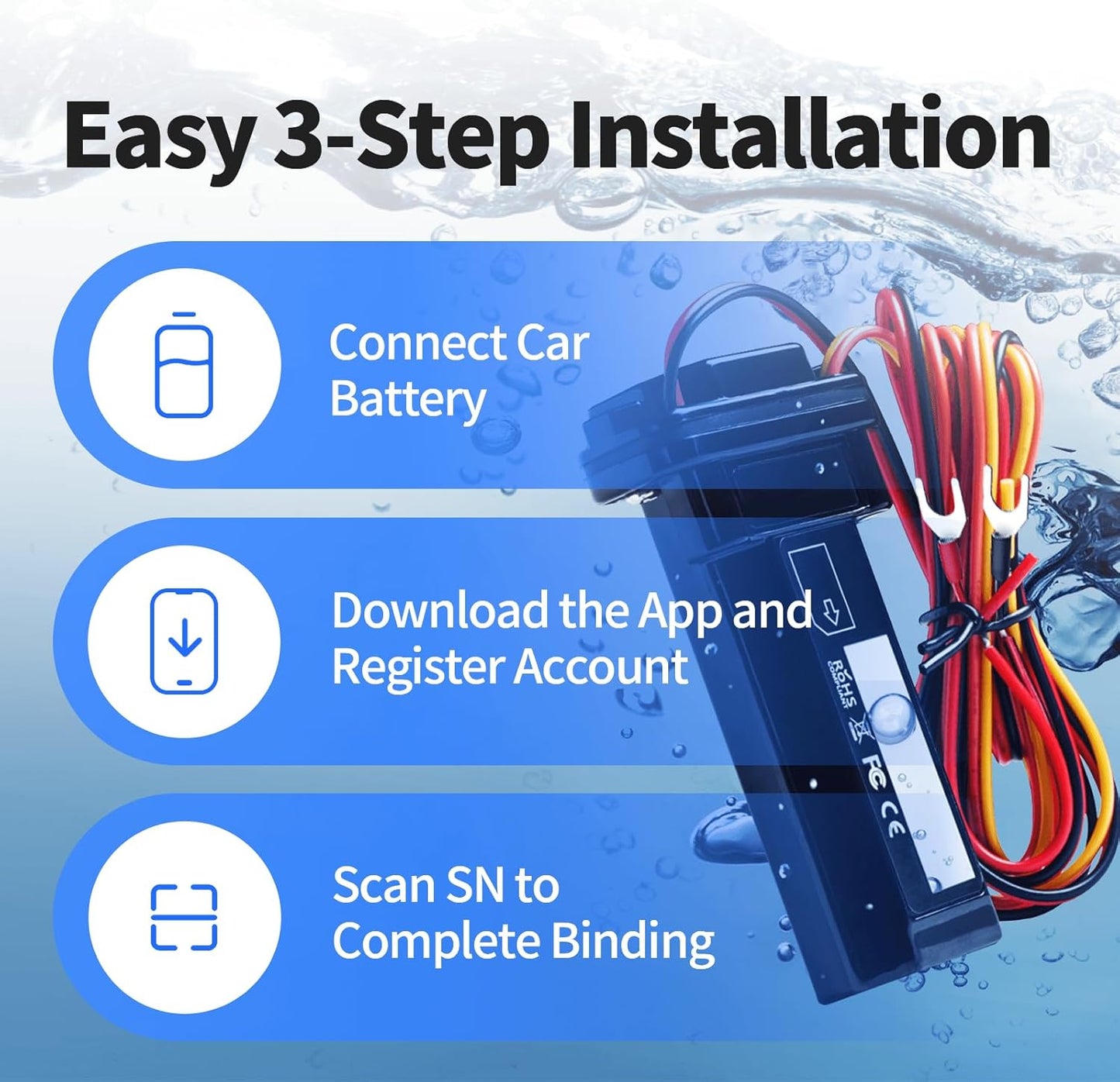 Wired GPS Tracker for Vehicles No Monthly Fee, No Subscription, Real-Time Tracking, 4G SIM and Data Included, Trip History, GeoFence, Driving Alerts, Waterproof