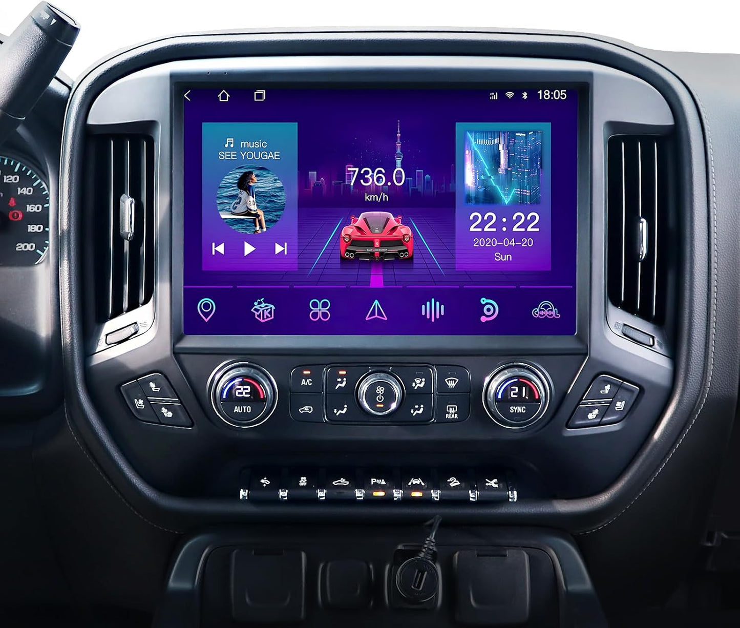 13.1" 8Core 8+128G Car Radio for Chevy Silverado GMC Sierra 2014-2018,5Ghz WiFi Android 12 2K Screen Radio Wireless CarPlay Android Auto BT DSP 48EQ Backup Camera Mic,Black