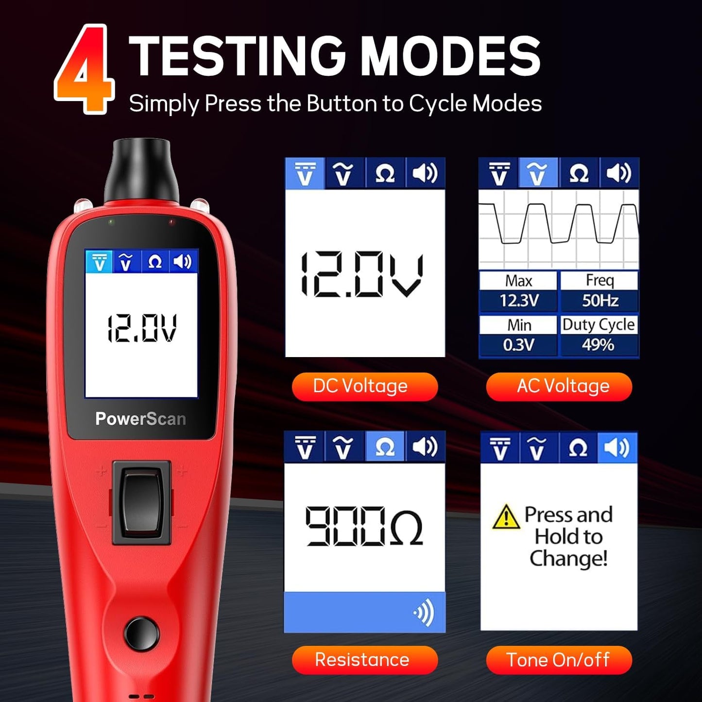 Autel PowerScan PS100 Automotive Circuit Tester, Power Circuit Probe Scan Tool, 12-24V Electrical Short Open Breaker Circuit Finder, AC/DC Current Resistance, 20ft Extension Cord, for 99% Car