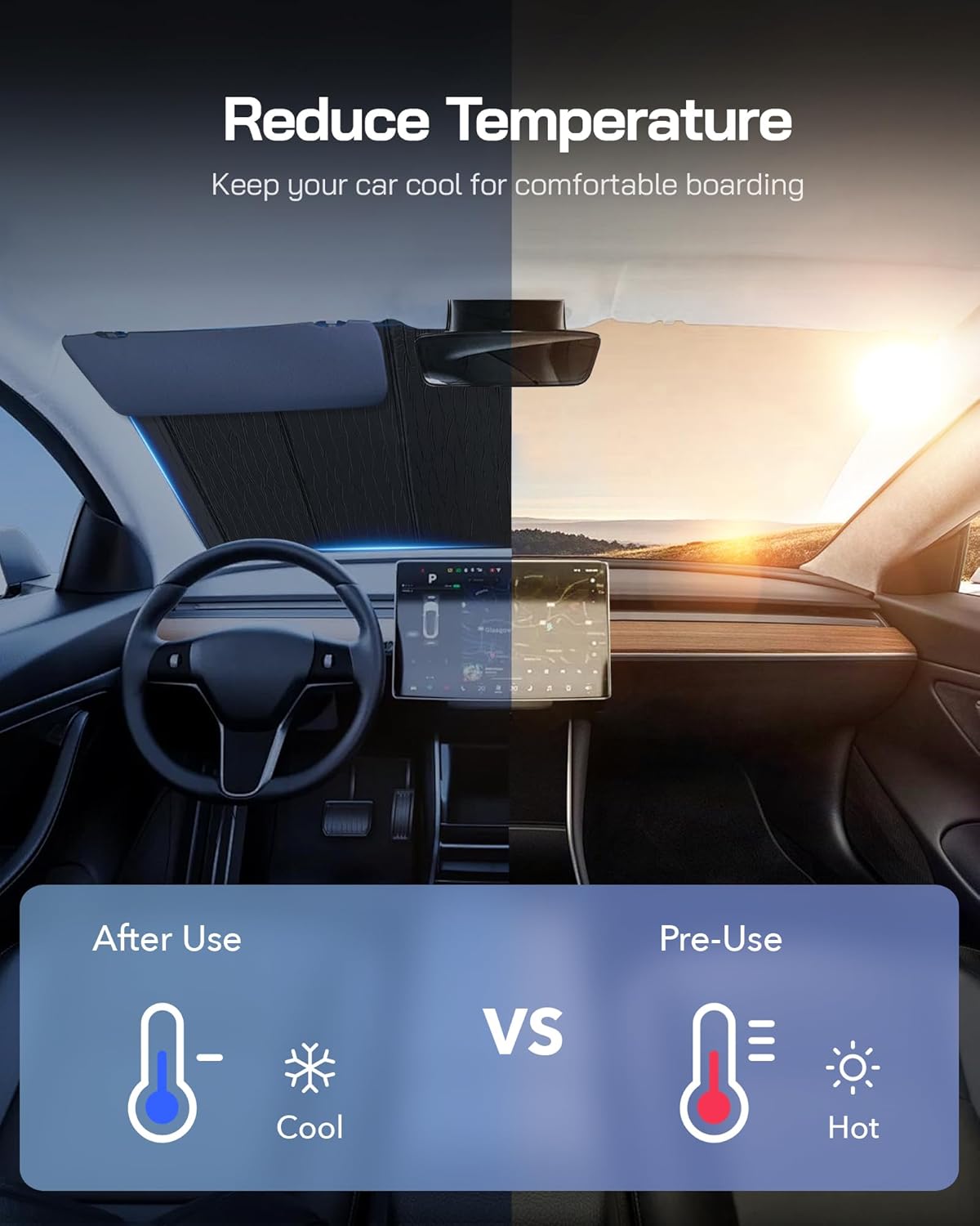 Windshield Sun Shade for Acura RDX 2013-2018,Front Window Sunshade Shield,2-in-1 Reflective Sun Shade,Silver for Summer, Black for Winter