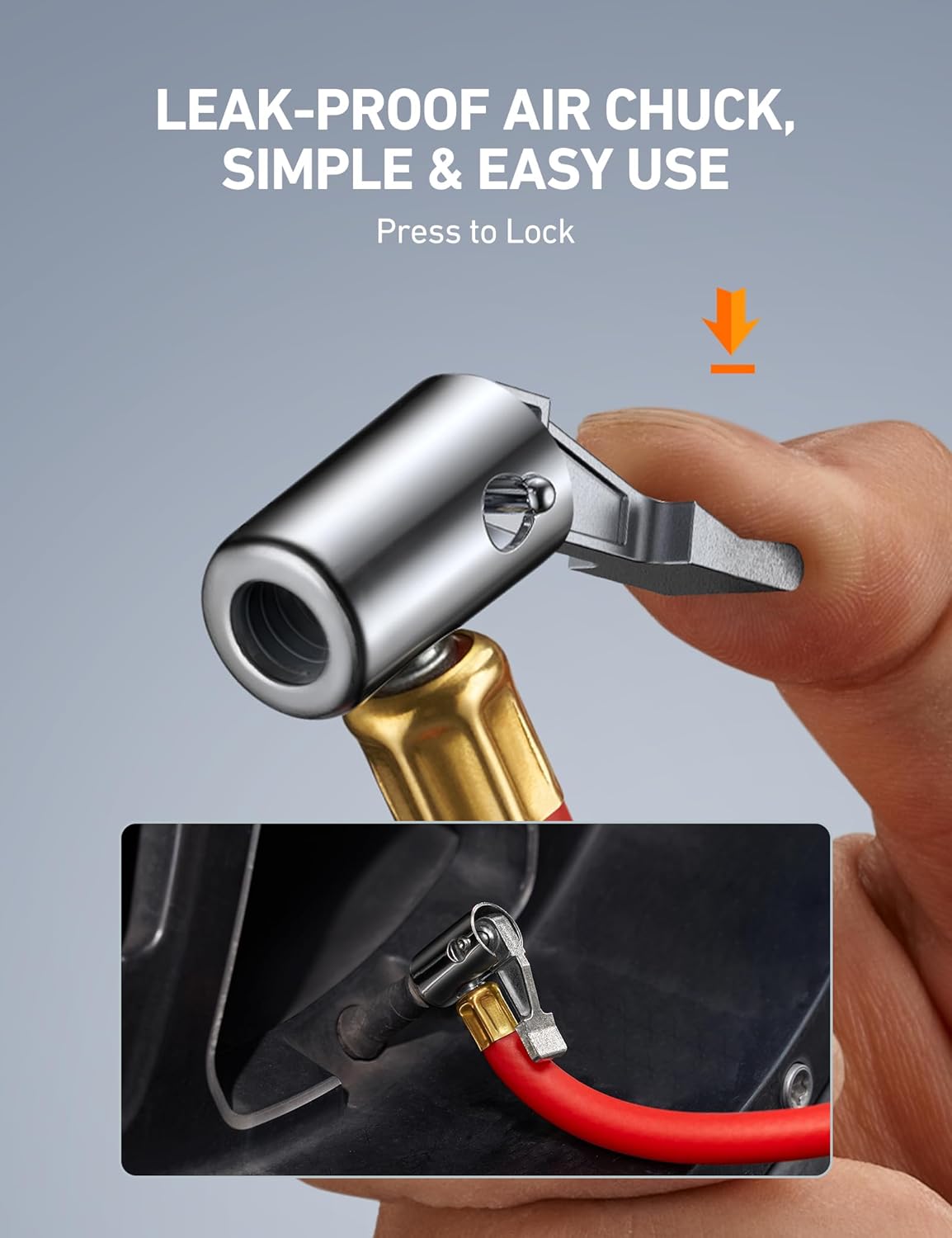 AstroAI T1 Digital Tire Pressure Gauge with Inflator, 3-250 PSI Air Chuck with Pressure Gauge, Heavy Duty with Quick Connect Coupler, Calibrated to ANSI B40.7 Grade 2A