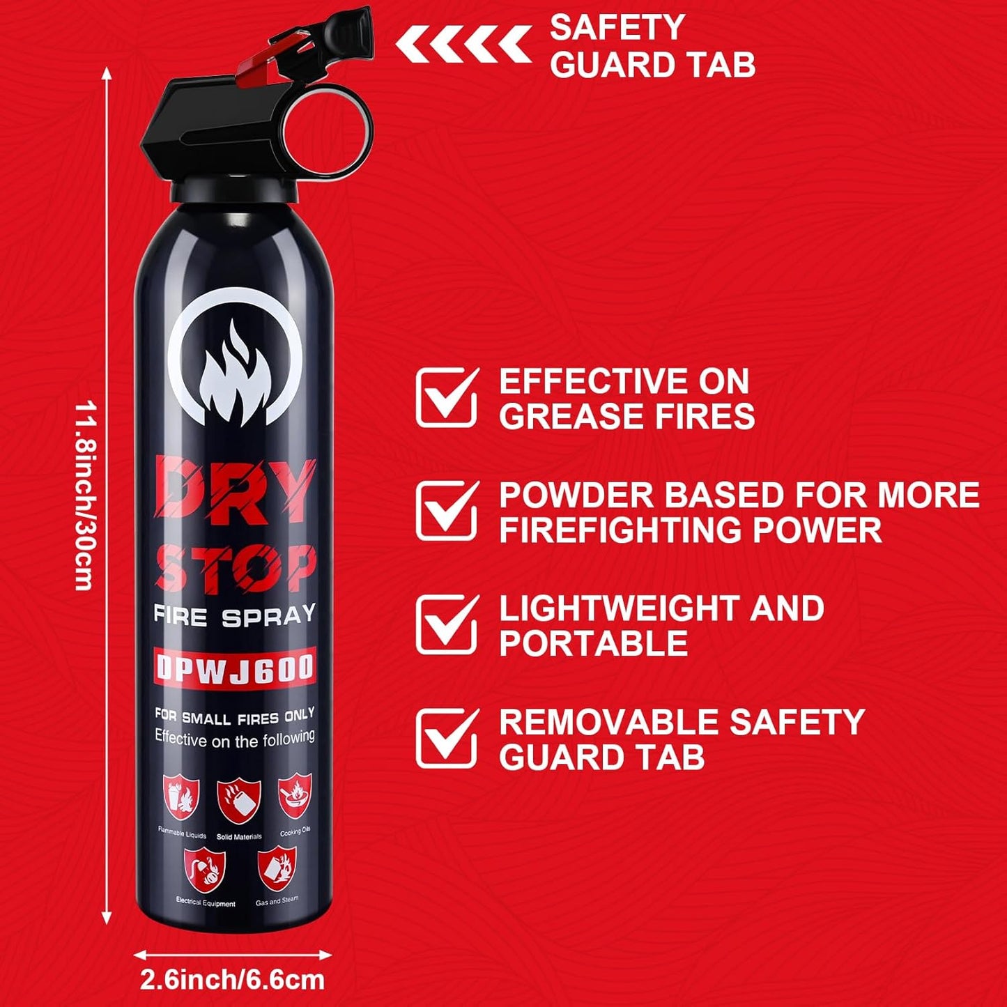 4 Pack Dry Powder Fire Extinguisher - Portable Dry Chemical Fire Extinguisher for Home, Car, Garage, Kitchen - Works on Electrical, Grease and More