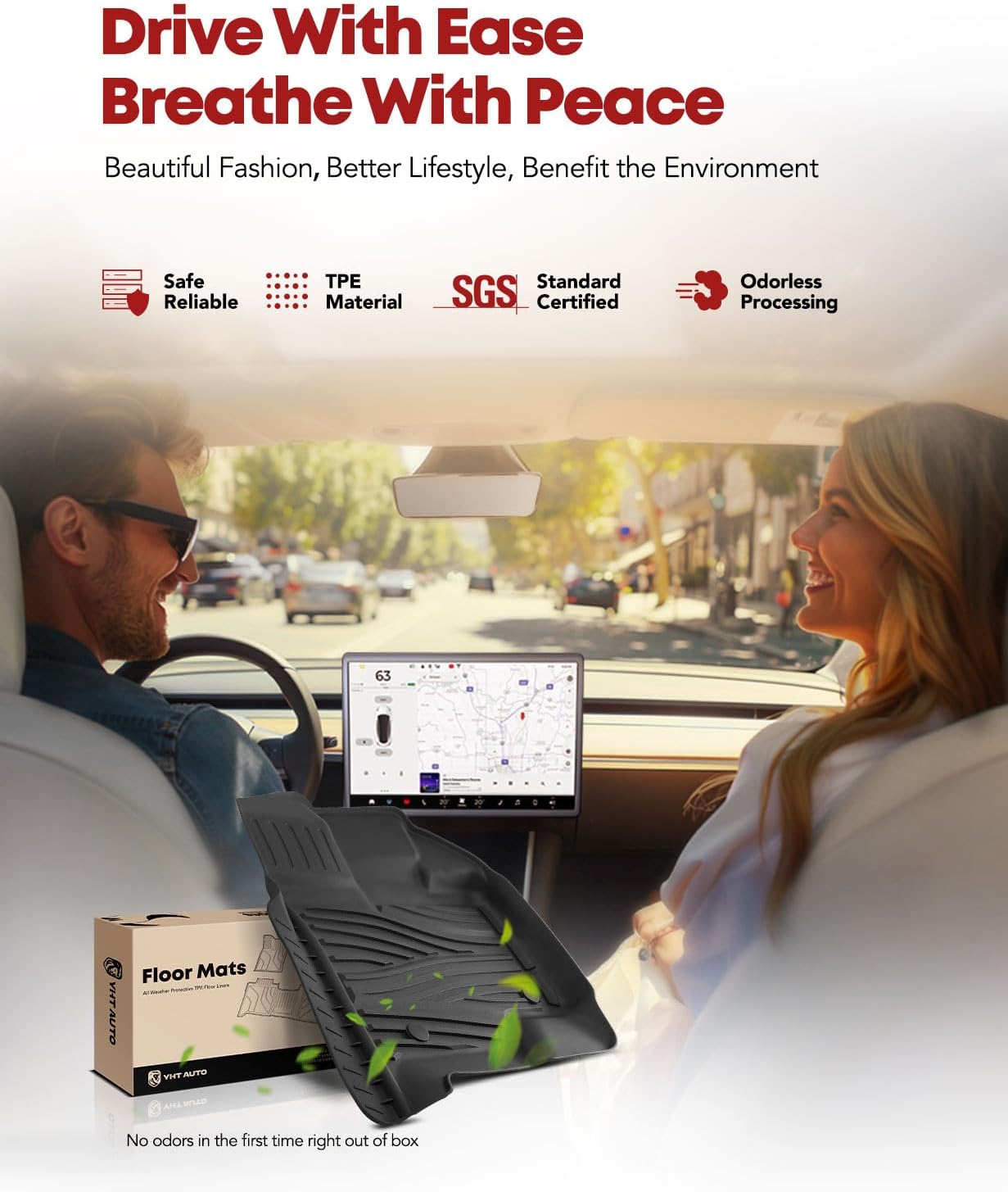 YHTAUTO Automotive Floor Mats Replacement for 2015-2024 Ford F-150 F150 SuperCab & SuperCrew All Weather Car Mats Custom Fit TPE Liners Front Seat, Waterproof Anti-Slip Odorless Car Mats Black