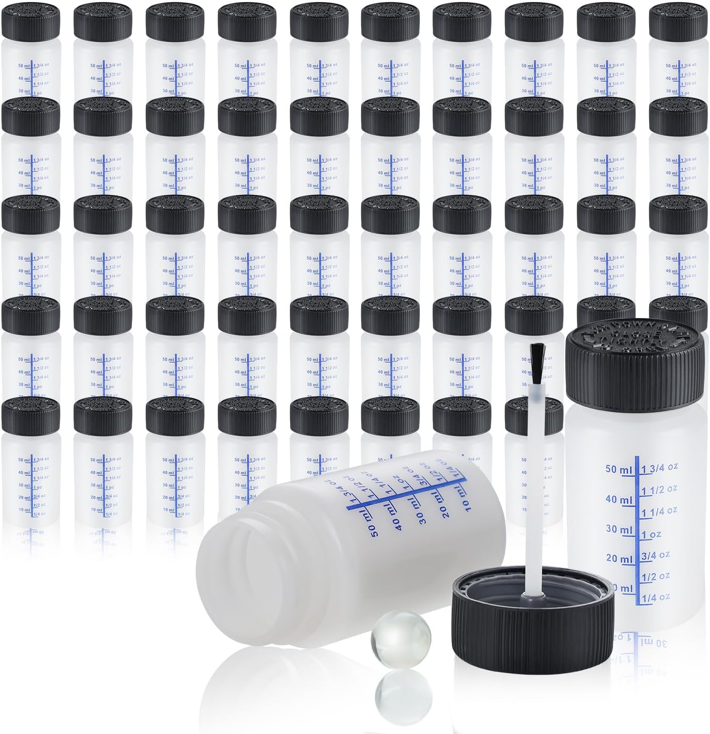 Lichamp Touch Up Paint Container, 50-Piece 2 oz Paint Touch Up Bottles with Brush, 2 Ounce (60ml) A250TP