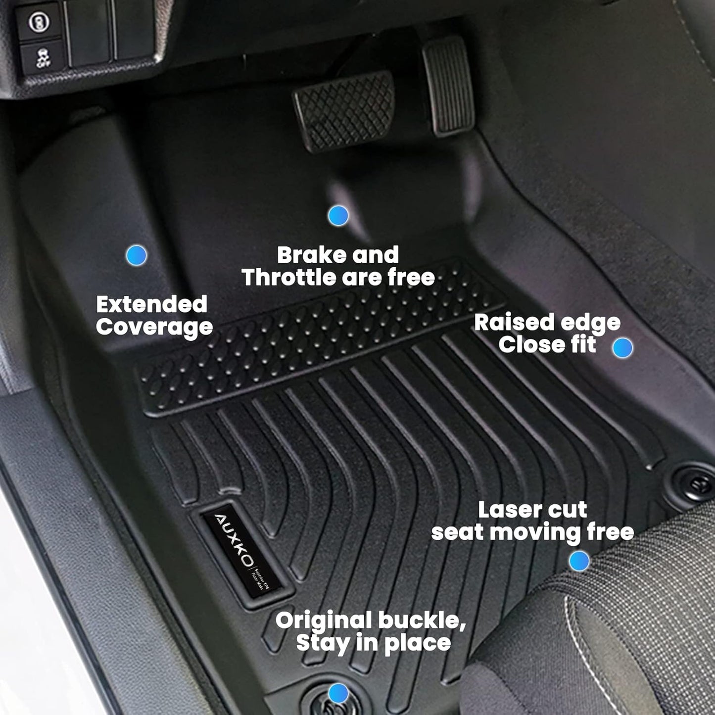 AUXKO All Weather Floor Mats for Honda Civic 2022-2025 2026 Sedan Hatchback Si(Include Sport|2nd Row with&w/o USB Port|Not for Hybrid) Acura Integra 2023-2025 Liners All Season Odorless Anti-Slip