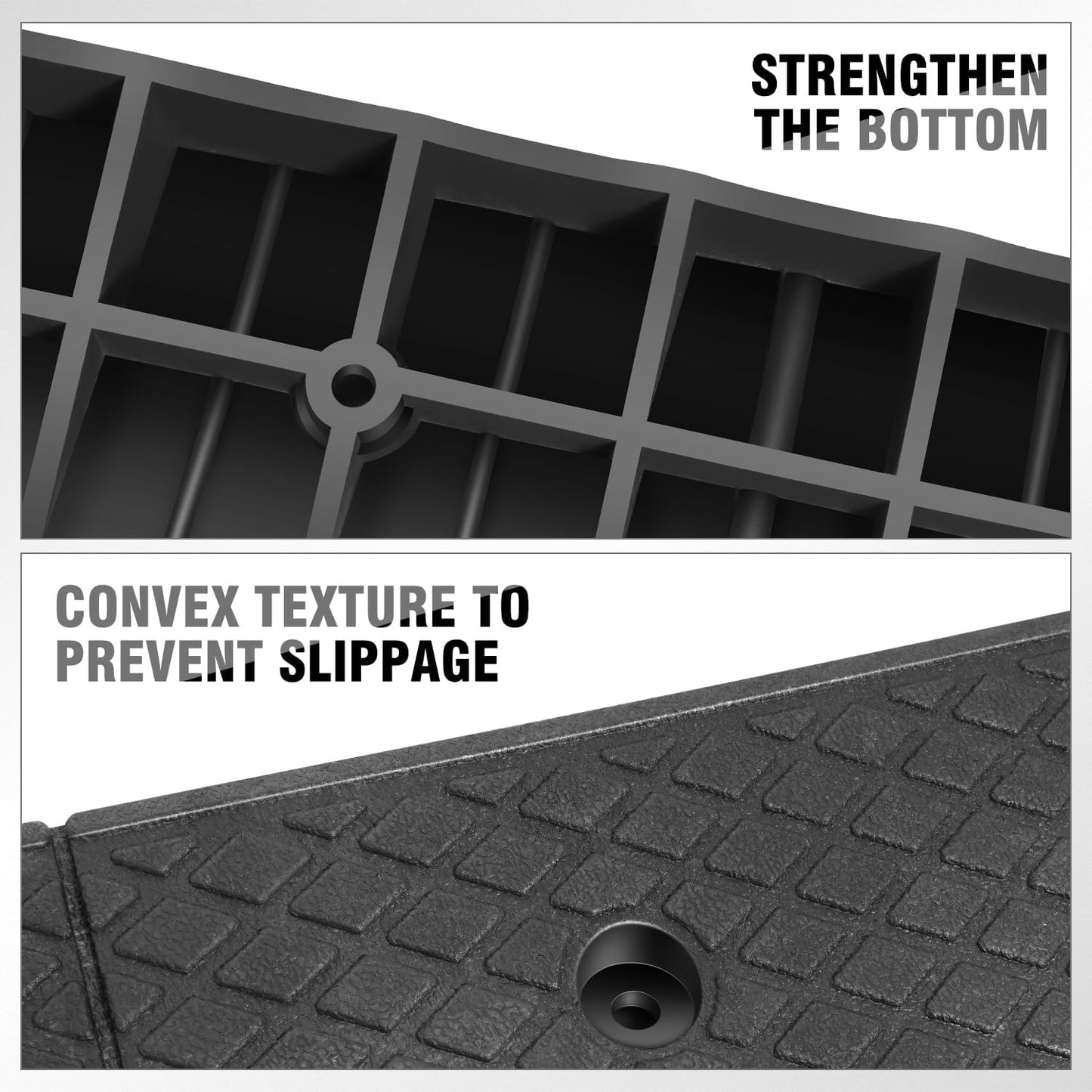 DNA MOTORING 2pcs 2" Rise Rubber Curb Ramp Heavy Duty Loading Driveway Ramp Threshold Ramp 38.6 in L x 5.9 in W x 2 in H for Loading Dock, Warehouse, Wheelchair, Motorcycles, Cars, TOOLS-00643