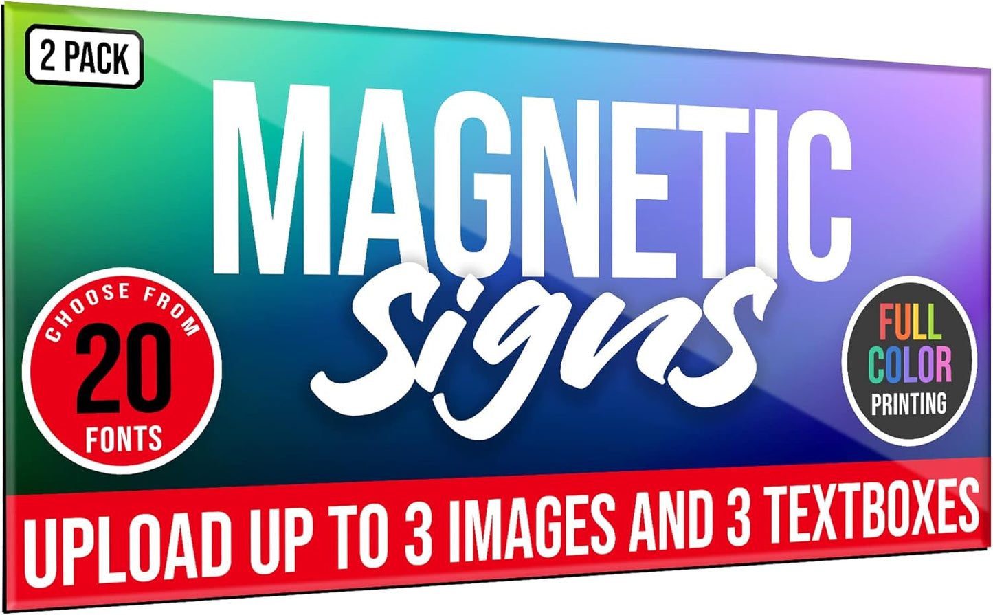 2 Pack, Personalized Magnetic Signs for Vehicles, Custom Car Magnets for Businesses, Customized Full Color Magnetic Truck Signs, 12x24 Car Magnet Signs (Design C)