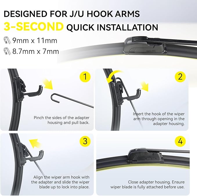 DOGTAIL 22 inch Wiper Blades for Ford F150 2009-2025 F250 2009-2025 Ford Expedition 2007-2025, All Season Automotive Replacement Scrubblade Front Windshield Wiper Blades Set for My Car J-Hook