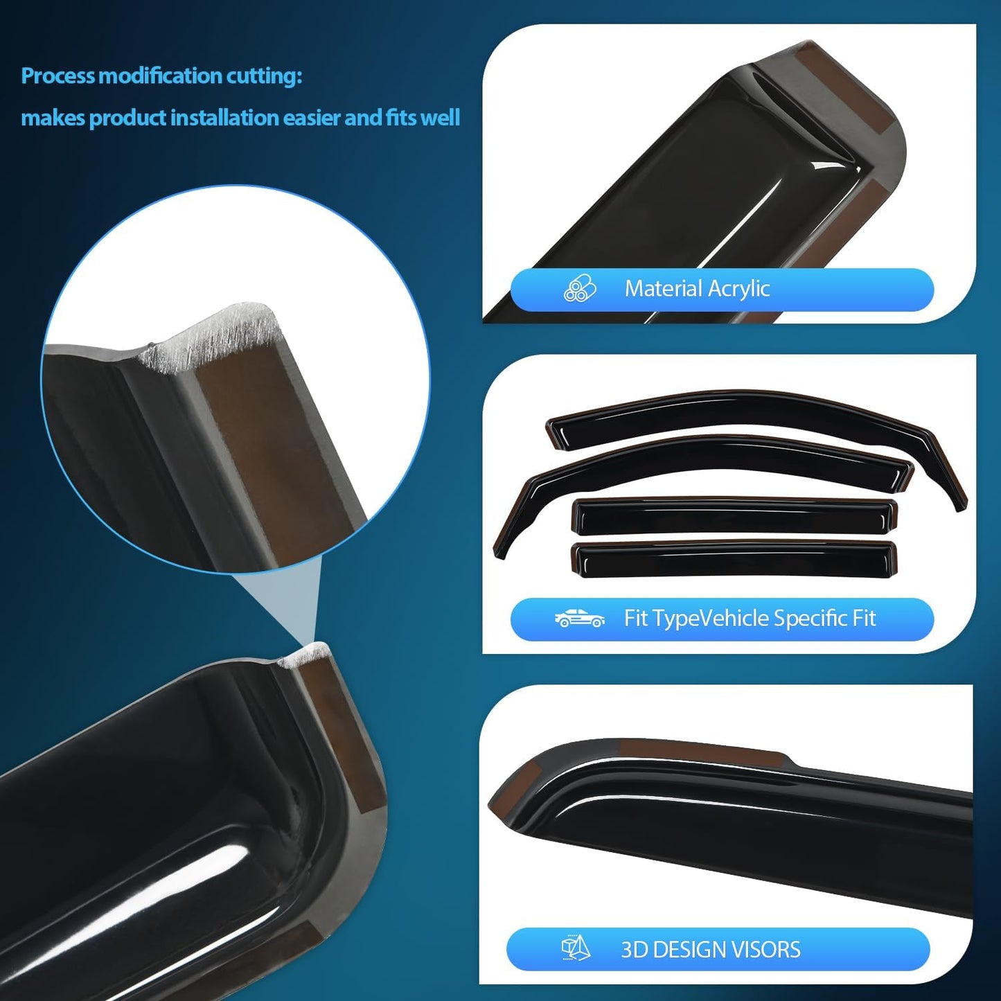 Nilight Vent Window Visors for Volkswagen (VW) Tiguan 2018 2019 2020 2021 2022 2023 2024 2025, in-Channel Rain Guards, Original Window Deflectors-4PCS