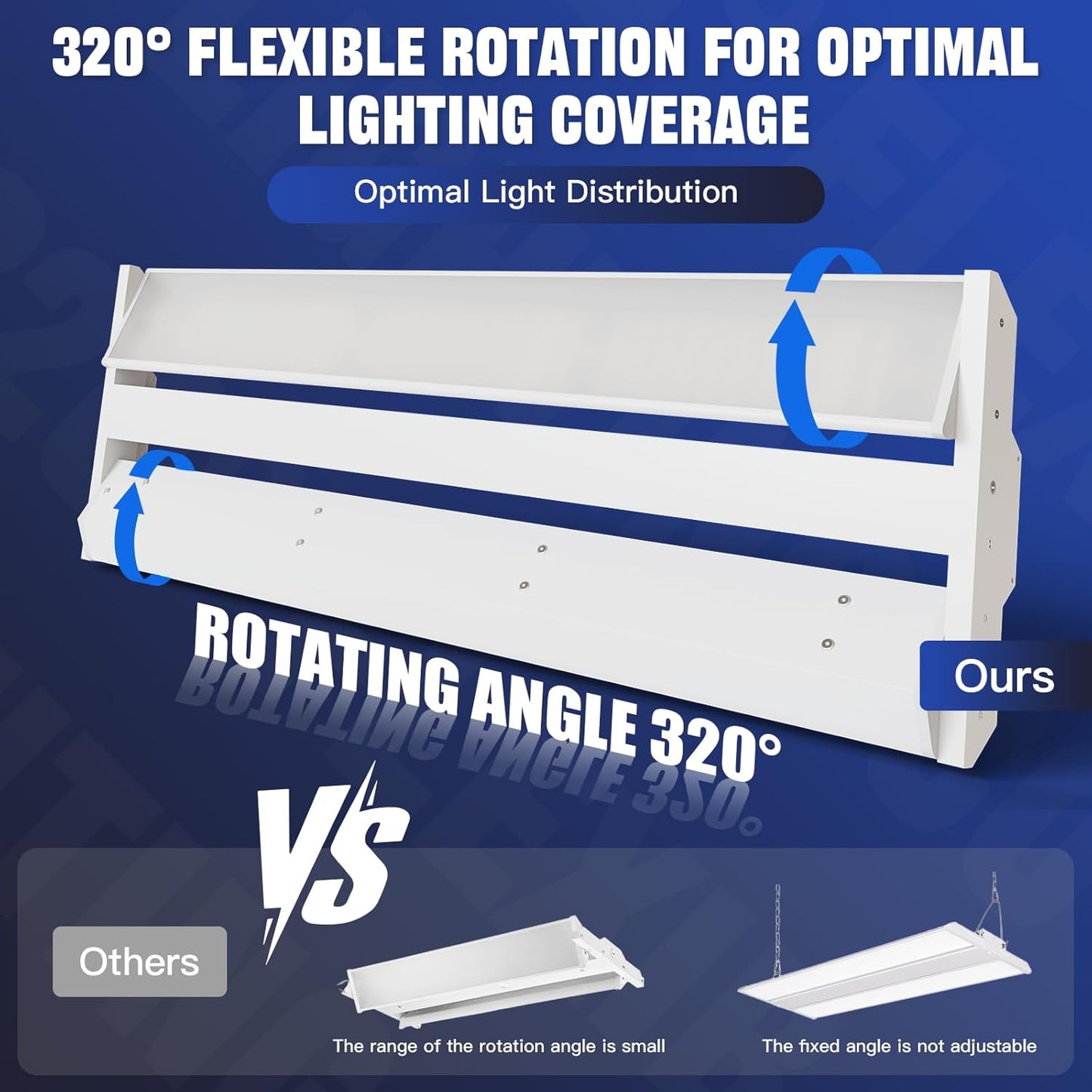 JTT LED Linear Shop Lights 200/150/100W,30000LM 360° Adjustable Led High Bay Lights 4/5000K Daylight 120-277V, Led Garage Light for Shop Workshop Store Commercial Supermarket Warehouse Basement,4-Pack