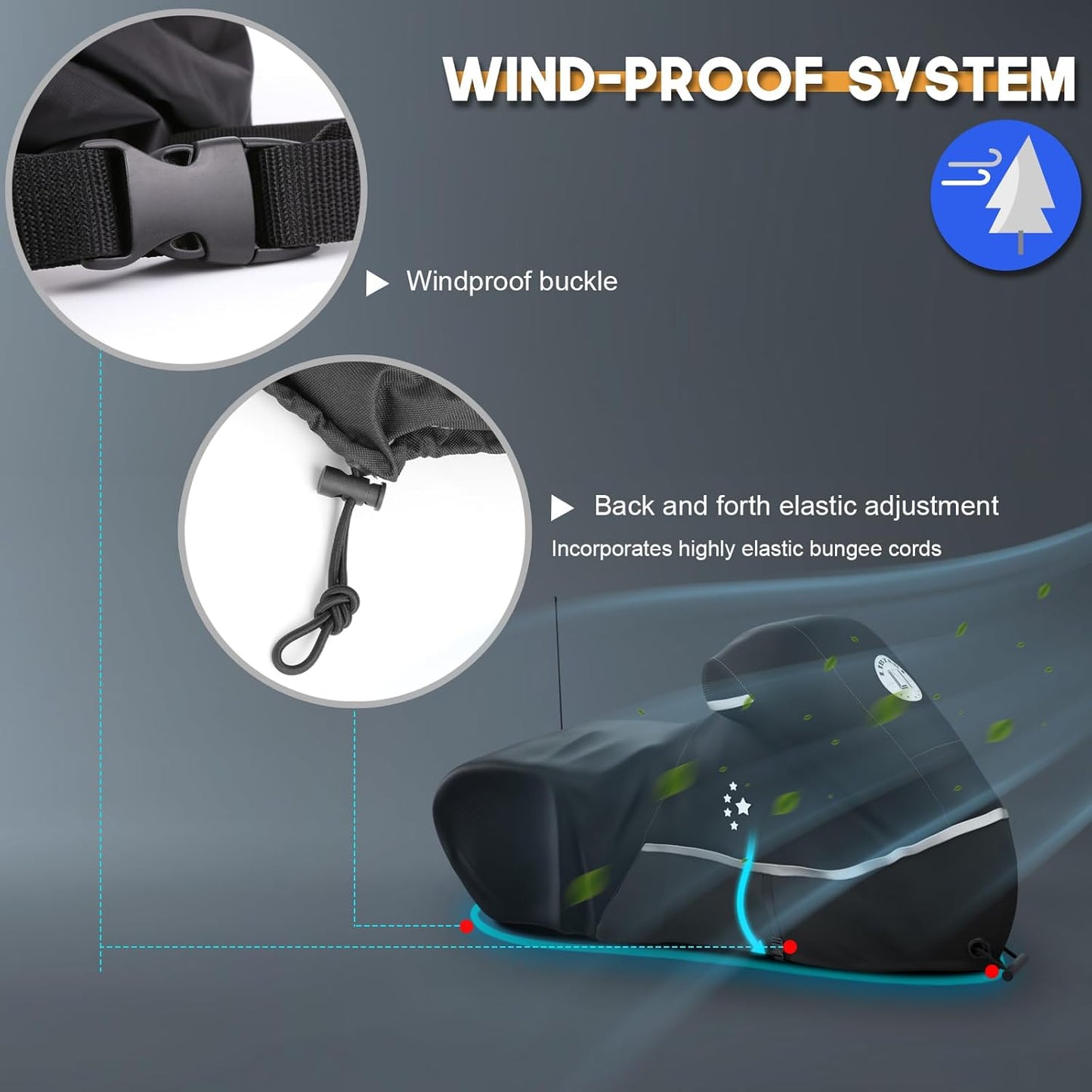 Motorcycle Cover 420D Heavy Duty All Season Universal Weather Waterproof Outdoor Protection 96" XXL Vehicle Cover/Black