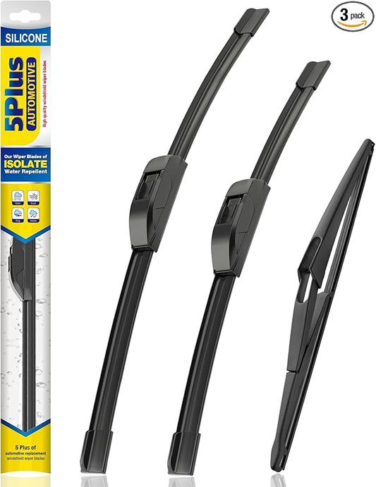 5 PLUS® Silicone Windshield Wipers Replacement for 2008-2013 NISSAN Rogue,2014-2015 NISSAN Rogue Select Wiper Blades(Set of 3),Automotive Replacement Windshield Wiper Blades-26"/14"/12"