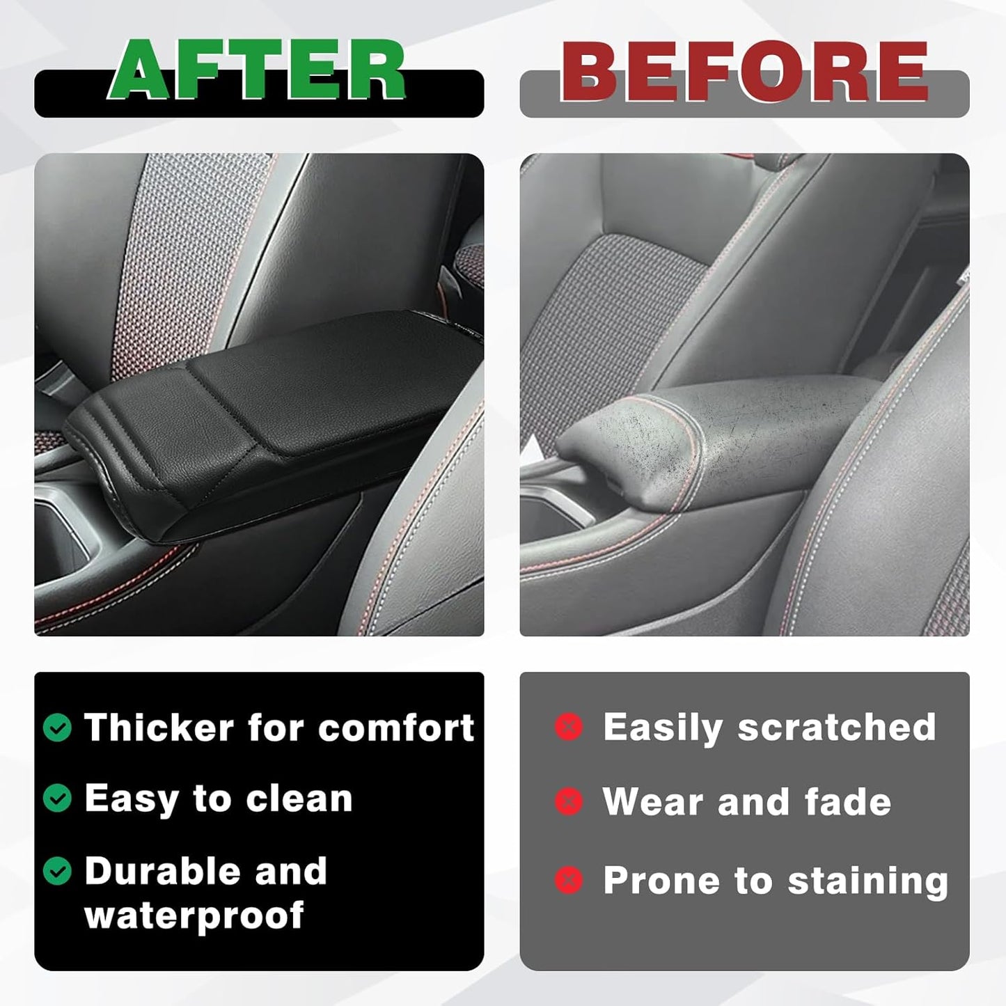 Muslogy Center Console Armrest Cover Compatible with Nissan Kicks S SV SR 2025 Comfort Armrest Pad Arm Rest Cushion Vegan Leather Protector Regular Thick