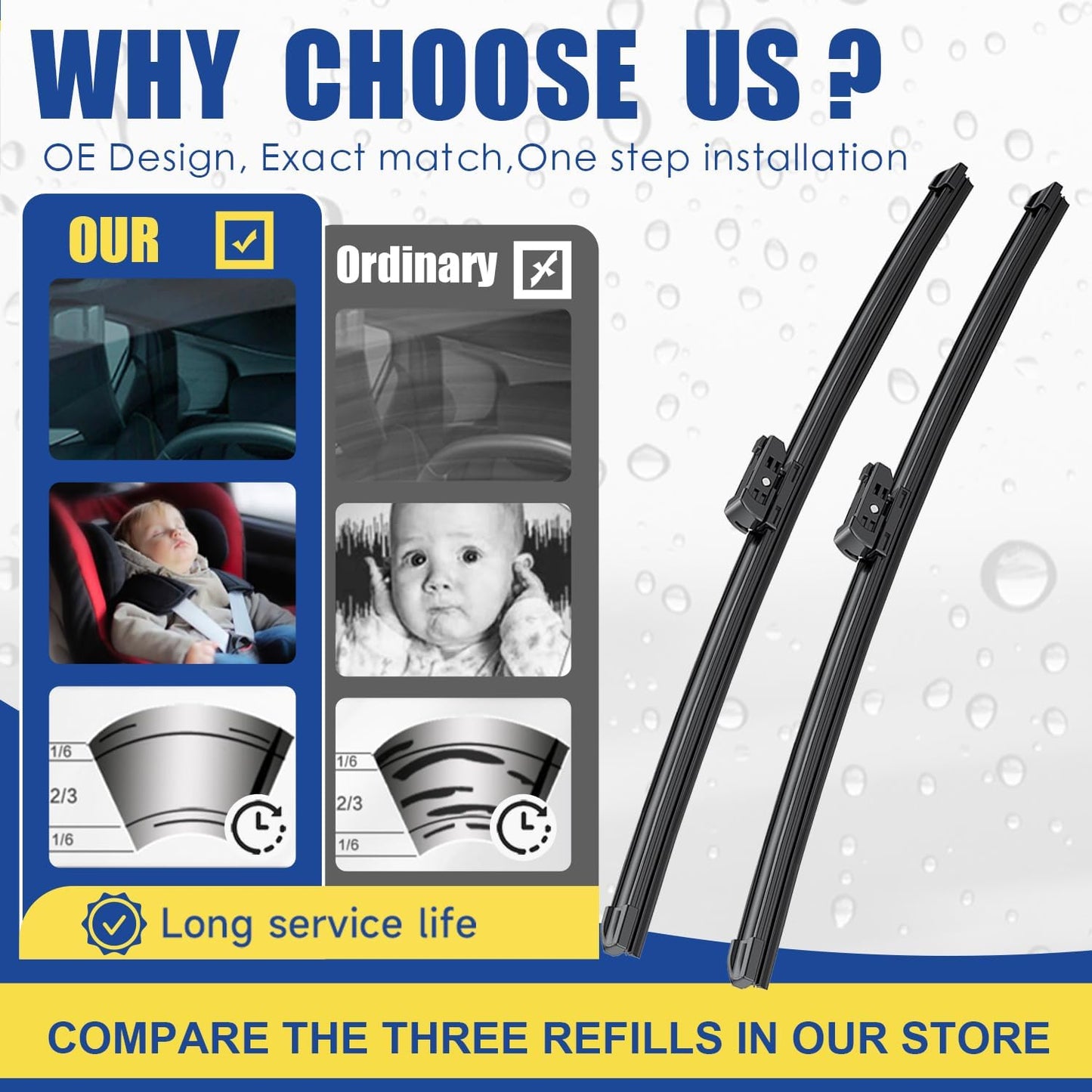 2 wipers Factory Replacement For Mazda 6 CX-5 CX-9 CX5 CX9 2017-2020 2021 2022 2023 2024 Original Equipment Replacement Windshield Wiper Blades Set - 24"+18" (Set of 2)