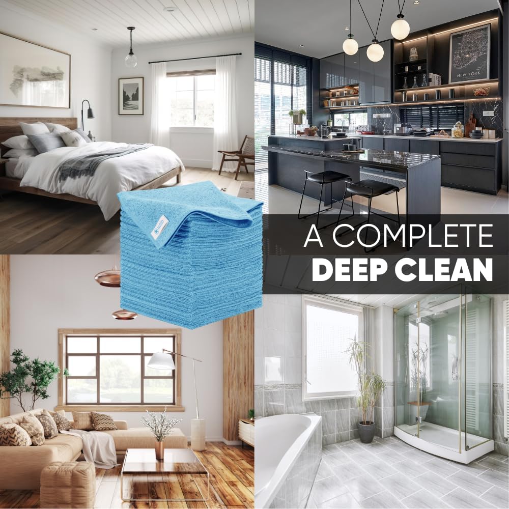 16" x 16" All Purpose Microfiber Towels (Blue-200 Qty)