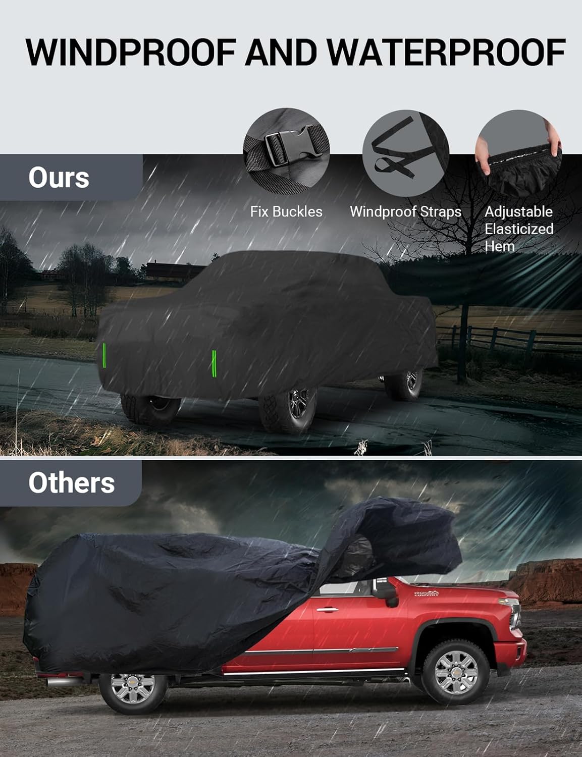 Proadsy 2025 Upgrade Car Cover for Chevrolet Colorado 2010-2021, Windproof All Weather Waterproof Sun Rain UV Dust Snow Protection Full Outdoor Indoor Exterior Car Cover