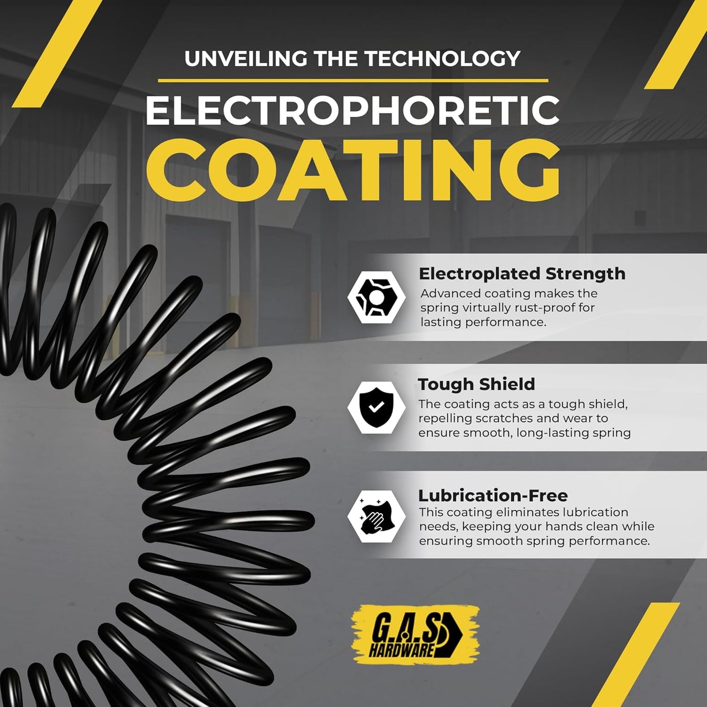 Garage Door Torsion Spring 262x1.75x48 Includes 1” Steel Bearing, Gloves, Manual, and Winding Bars for Right Side of Garage Door Precision E-Coating 5-Year Warranty Min. 30,000 Cycles (Black Cone)