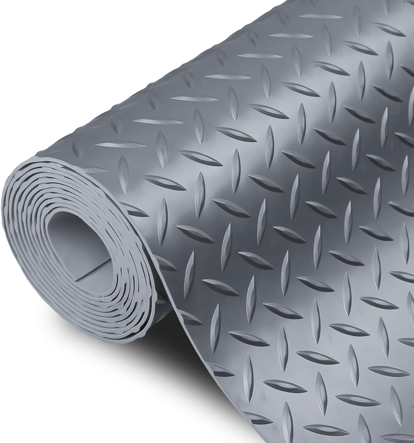 SEAL 5 x 10 Ft Premium Garage Floor Mat, Solid 2.8mm Thick Gray Commercial Grade Heavy Duty Parking Mat for Garage Floor, Golf Cart Parking, Water/Stain Resistant Floor Runner (Embossed Diamond Plate)