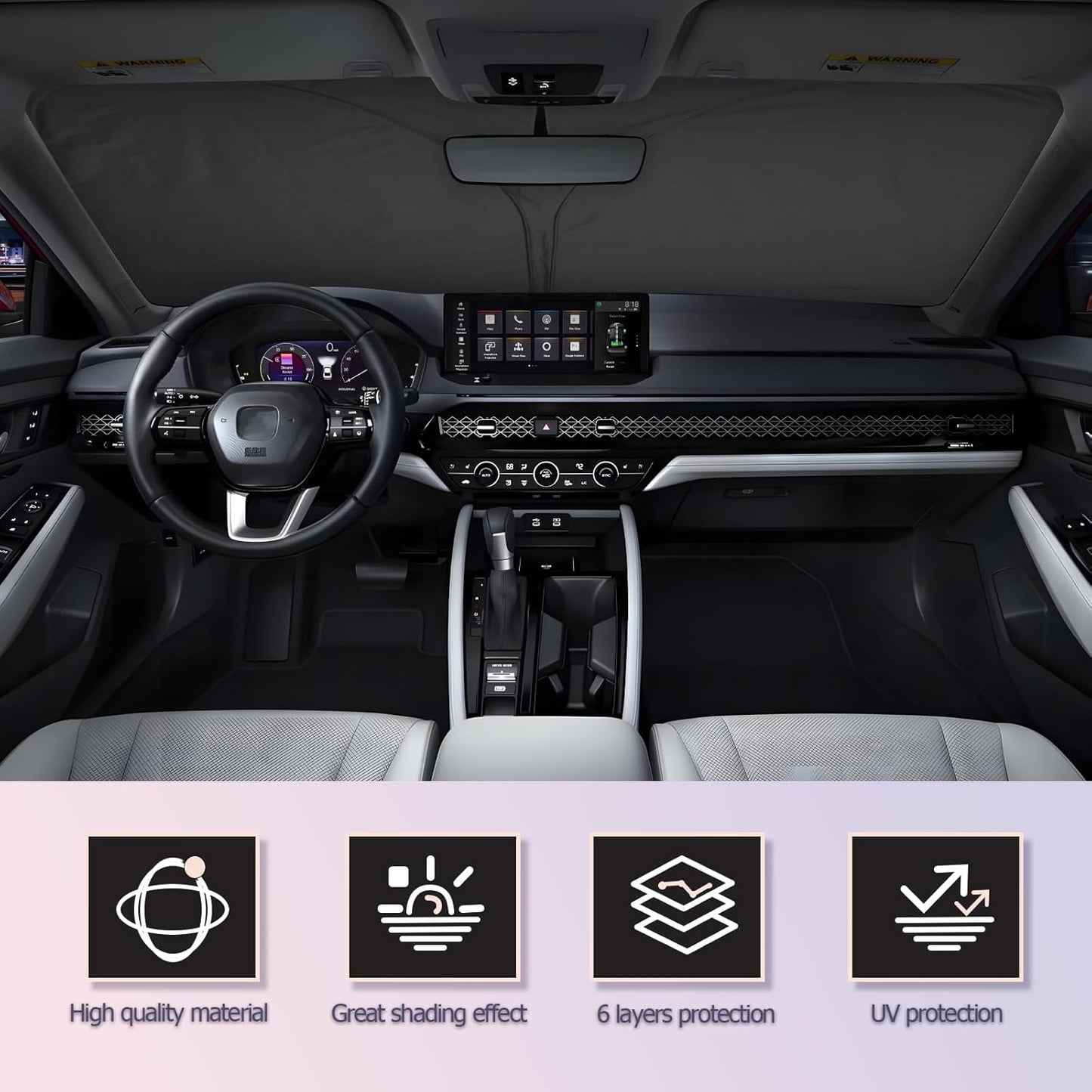 LUWU for 2024 2025 Honda Accord Windshield Sun Shade 2025 Honda Accord Windshield Sunshades Accessories Sunshade Cover Block UV Ray Front Window Sunshade