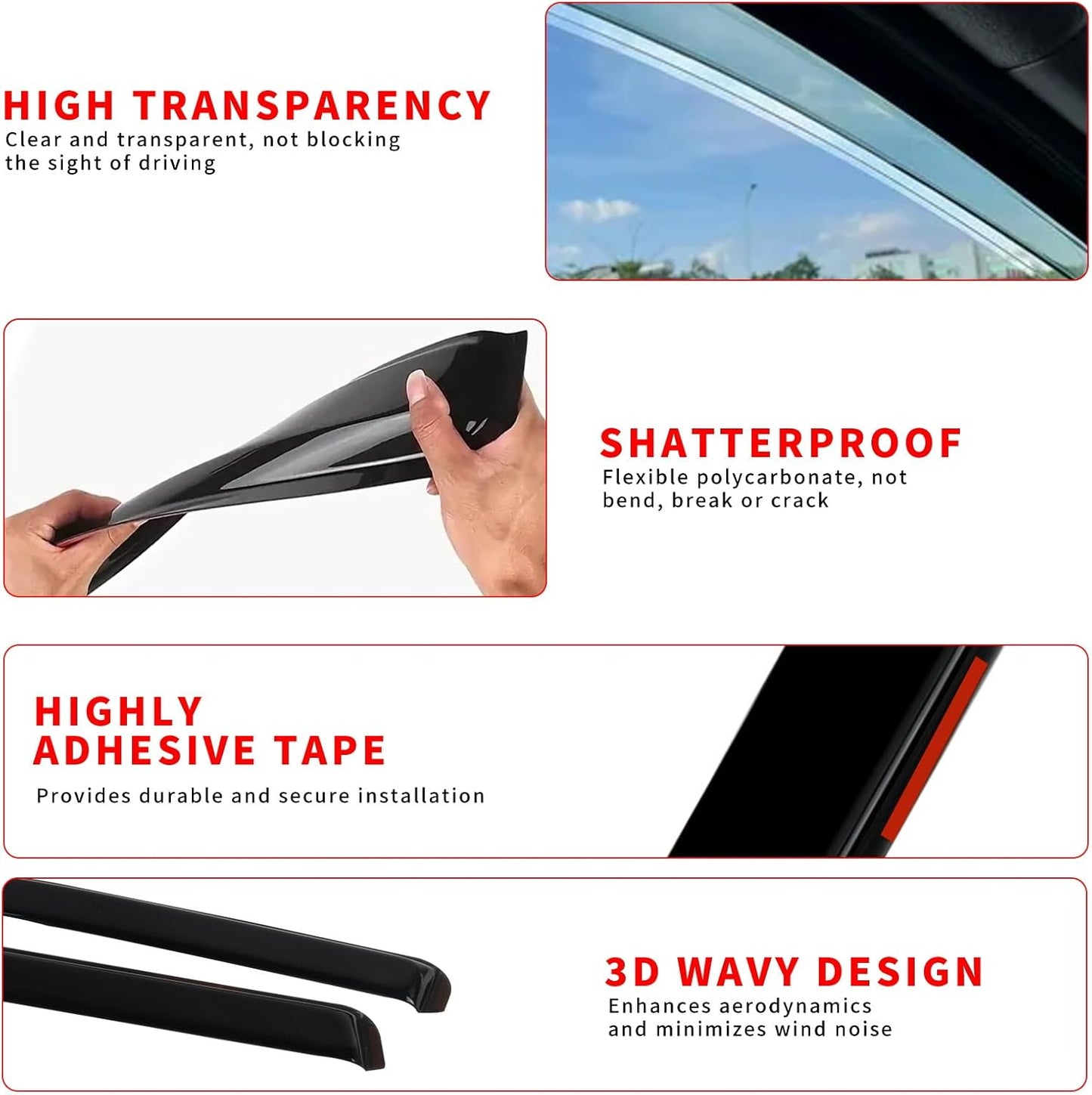 in Channel Rain Guards Fit for Ford Explorer 2011 2012 2013 2014 2015 2016 2017 2018 2019, Durable Vent Window Visors, Smoke Tinted Wind Deflectors, Vent Shade Shield, 4 PCS