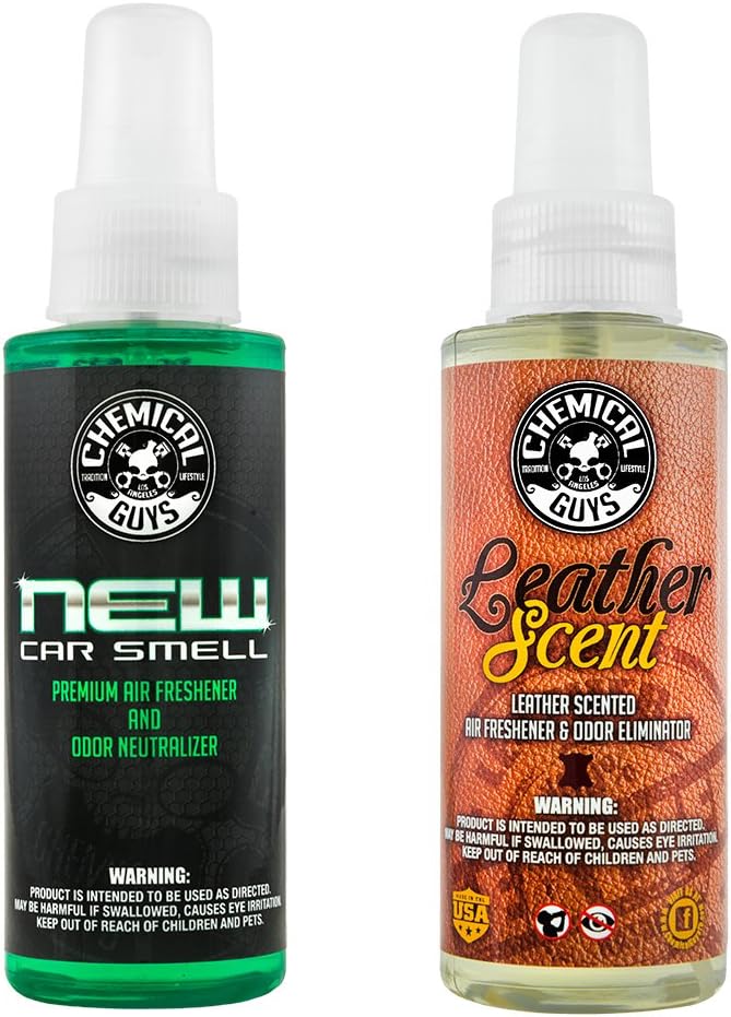 Chemical Guys AIR_300_04 New Car and Leather Scent Sample Kit, Great for Cars, Trucks, SUVs, RVs & More (4 fl oz) (2 Items)