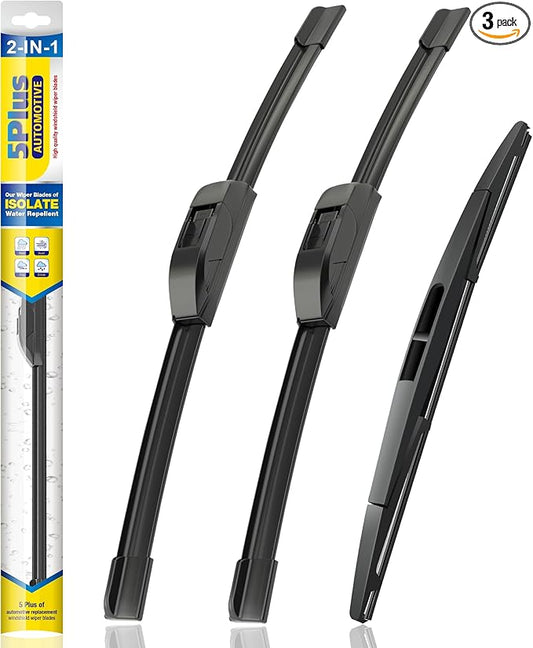 5 PLUS® Windshield Wiper Blades Replacement for 2023-2018 Jeep Wrangler Windshield Wipers (Pack of 3), Automotive Replacement Windshield Wiper Blades For My Car Water Repellent-16"/16"/12"