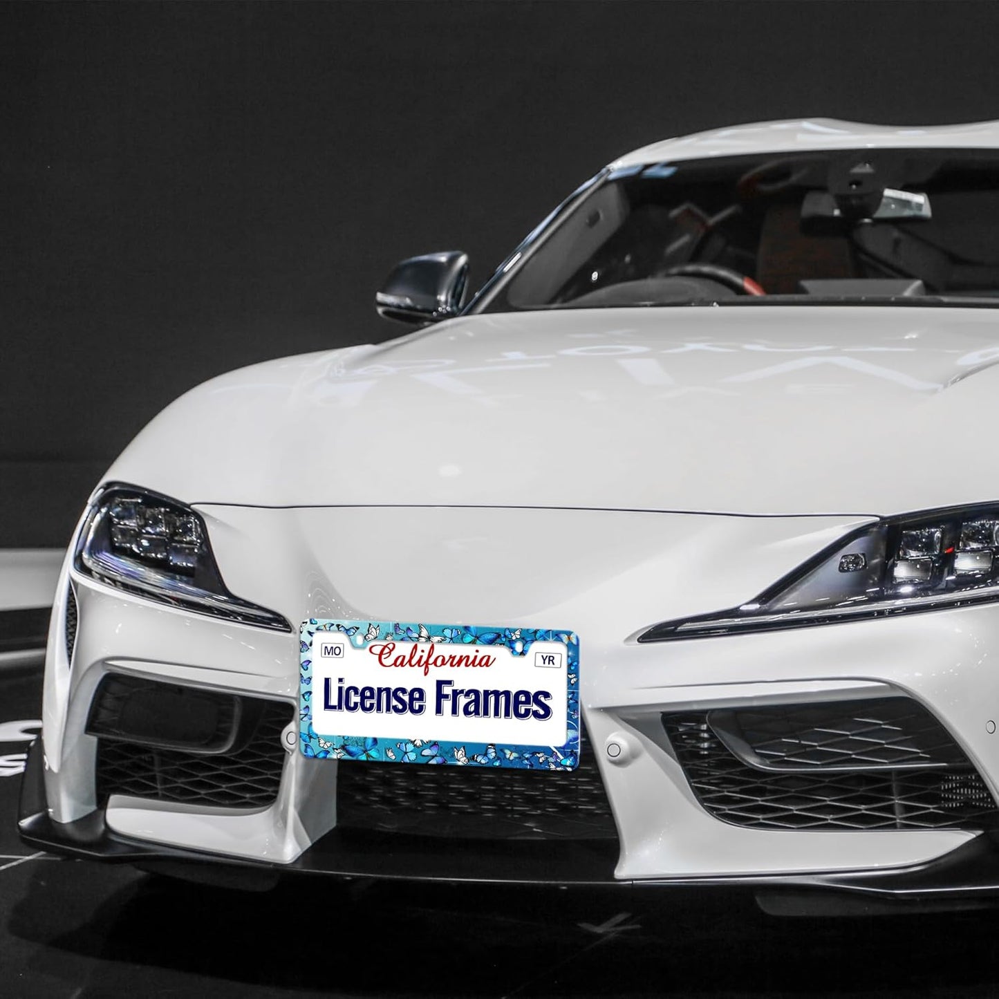 Blue Butterfly License Plate Frame Butterflies License Plate Holder,Butterfly License Plate Covers for Women Tag Frame for Car Women 2 Pack with Screws 12.3" x 6.3"