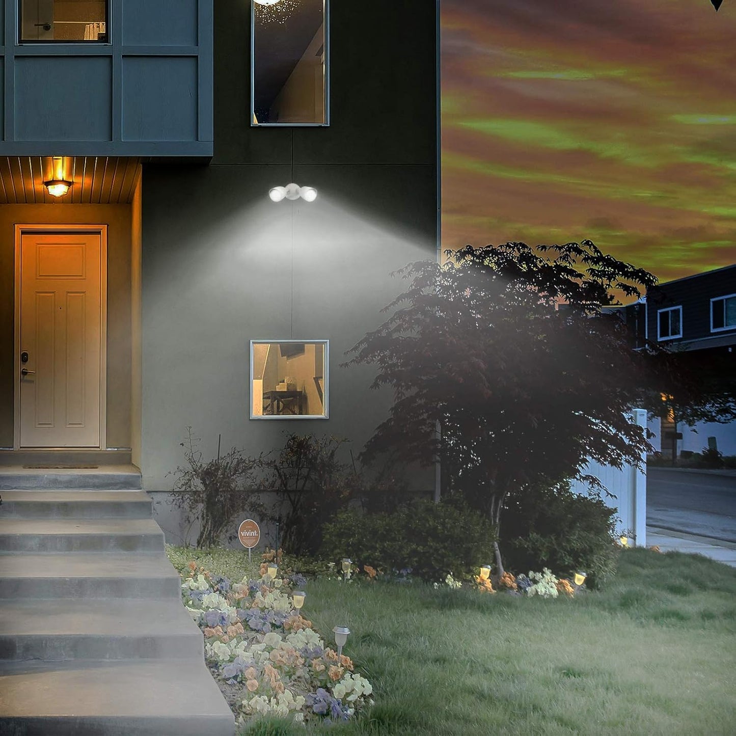 Ciata Flood Lights Outdoor, 20-Watt LED Bullet Head Security Flood Lights, Dual Head, RoHS and FCC Complaint, IP65 Rated, 1900 Lumens, 2KV Surge Protection, Die-Cast Aluminum in White Finish – 3000K