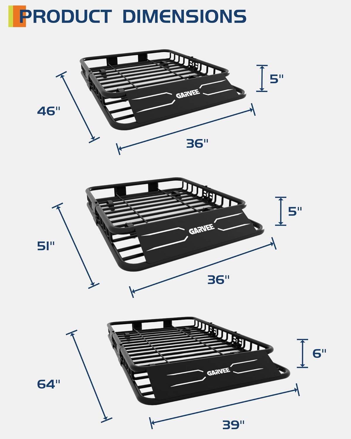64" x 39" Universal Roof Rack Carrier Basket, 200 Lbs Capacity Car Cargo Rack with Extension Luggage Holder Basket Heavy Duty for SUVs, Trucks, Vehicles