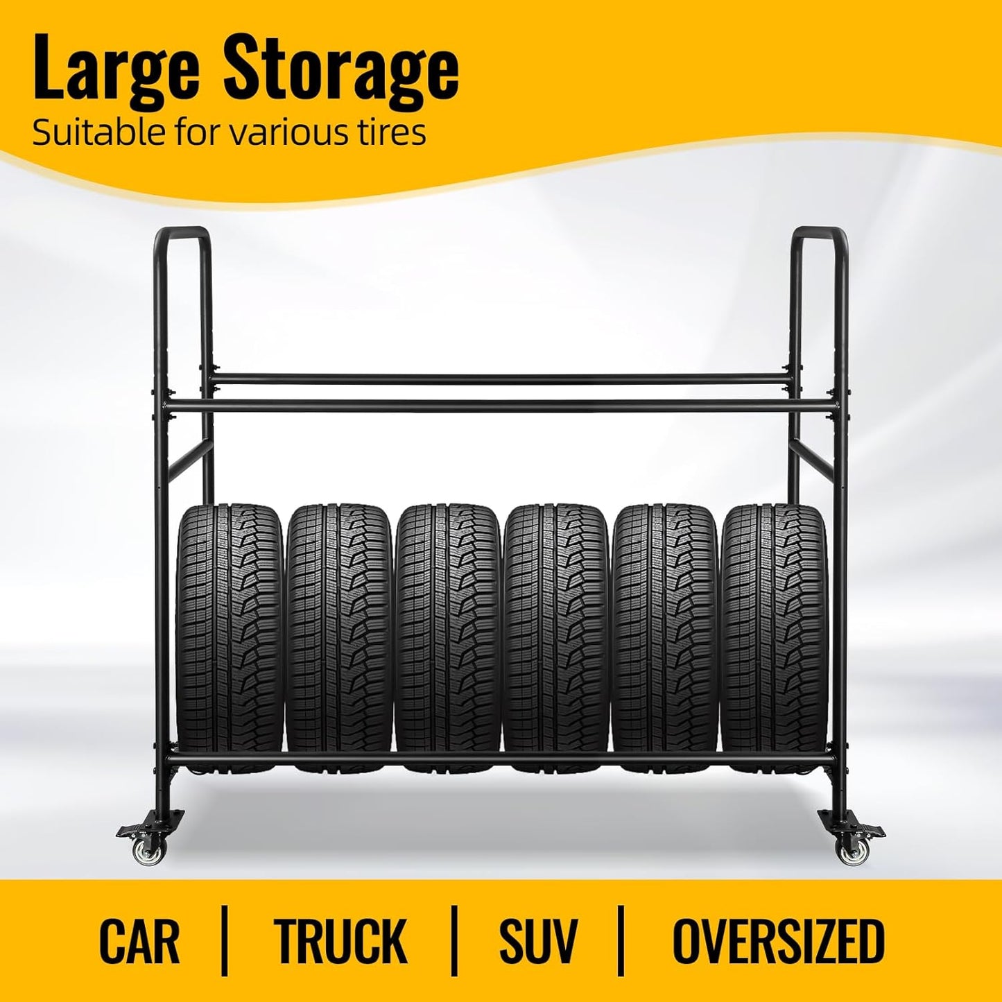 60" Tire Storage Rack - Rolling Tire Rack for Garage - Indoor/Outdoor Shelves 60 Inch Tire Rack Organizer