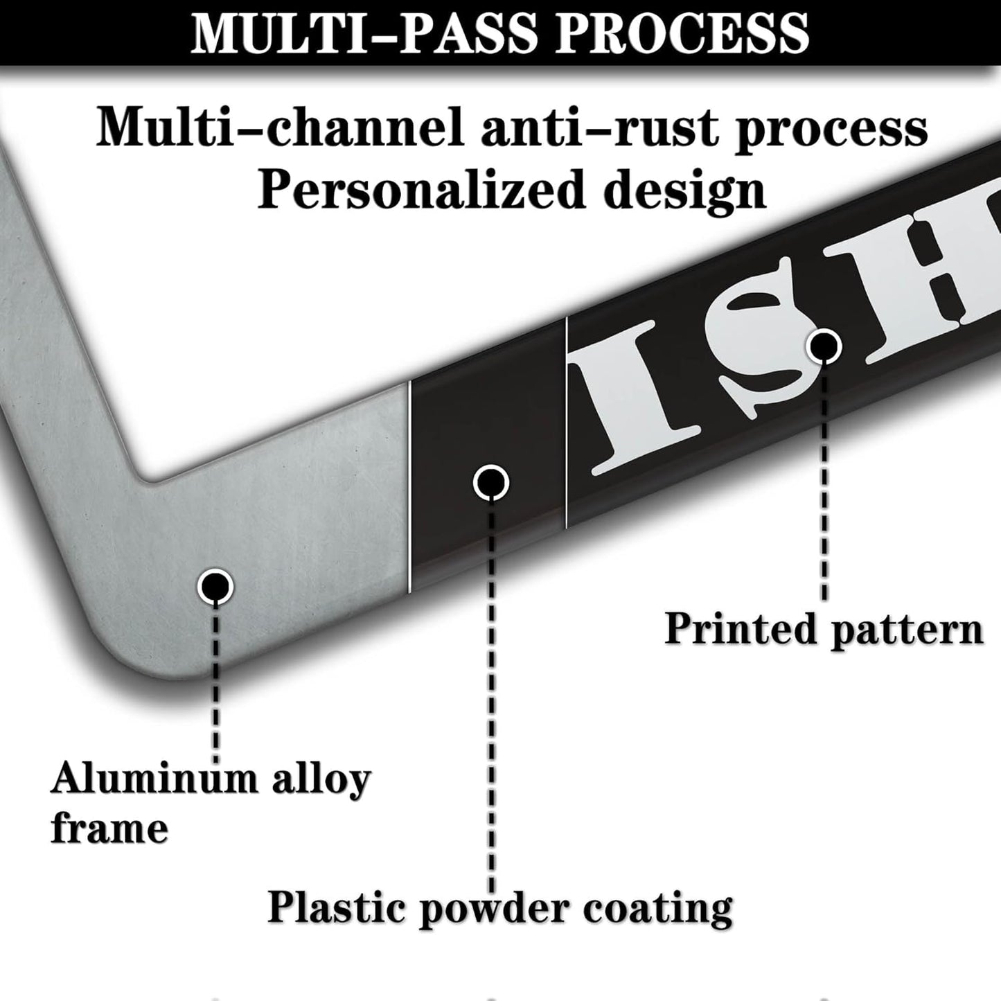 Automotive Exterior Accessories Black and White License Plate Frames I'd Rather Be Fishing Universal Aluminum Car Accessory 2 Pack with Screw Covers Set