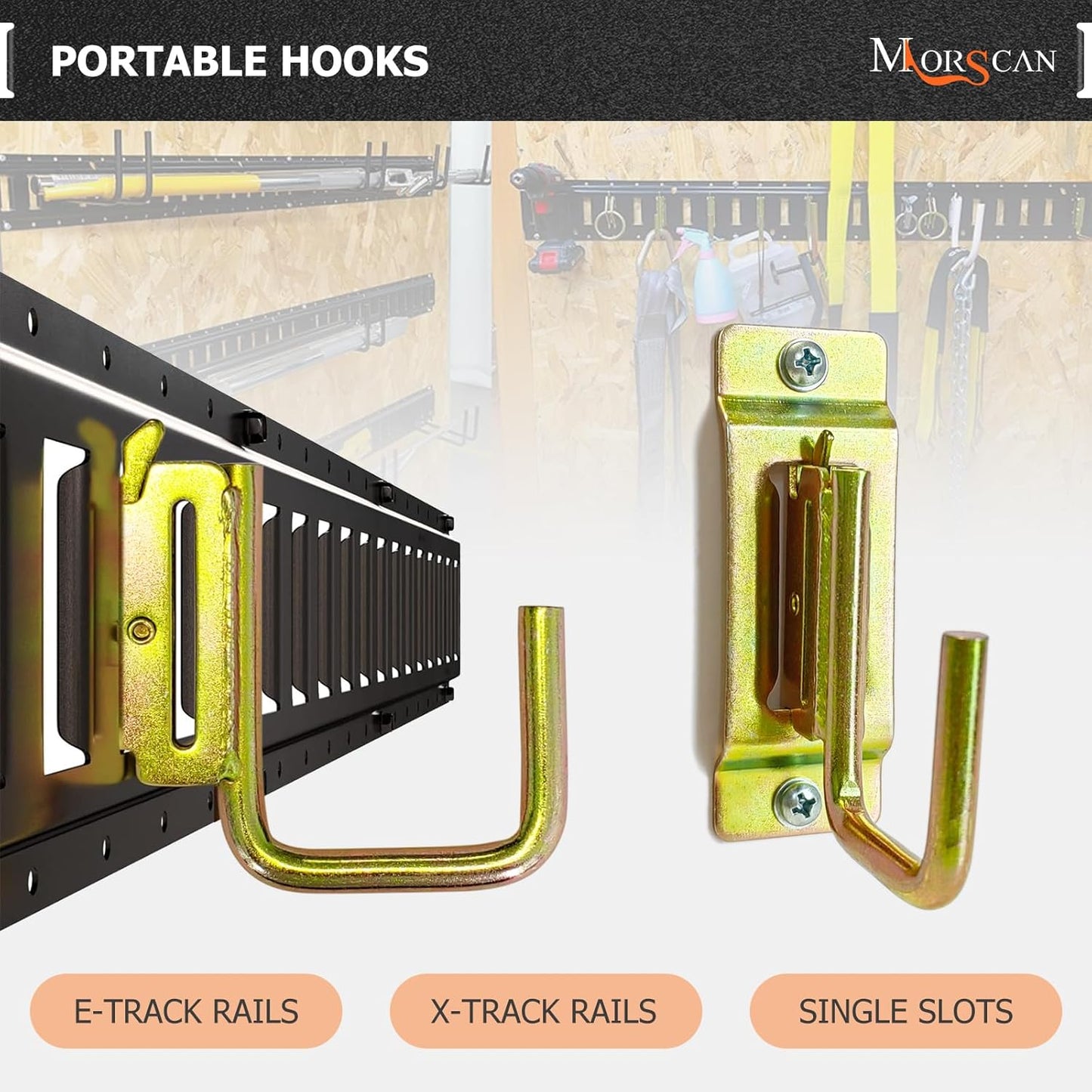 6 Pack 2" E Track J Hooks Heavy Duty Galvanized Steel E-Track Tie Down Accessories for Box Truck, Enclosed Trailer, Garage, Vans, Warehouse, Workshop