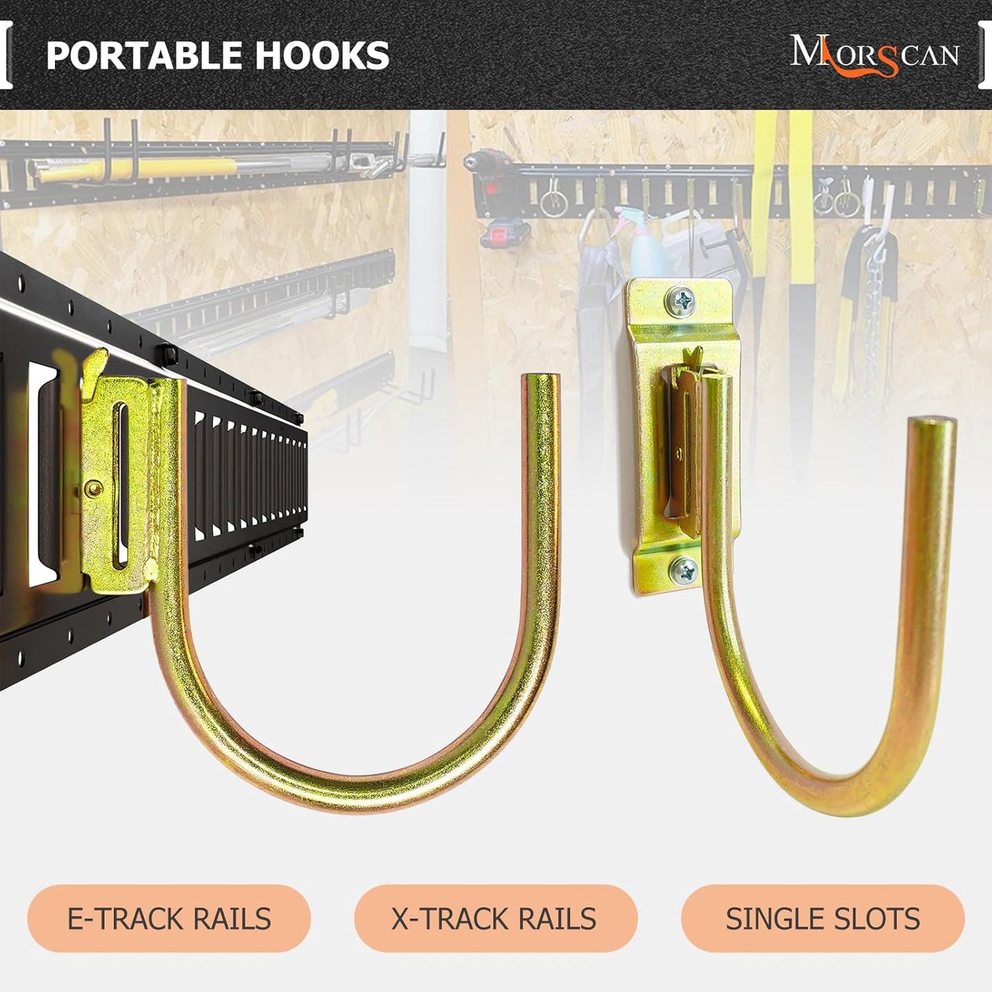 4 Pack 4" E Track J Hooks Heavy Duty Galvanized Steel E-Track Tie Down Accessories for Box Truck, Enclosed Trailer, Garage, Vans, Warehouse, Workshop