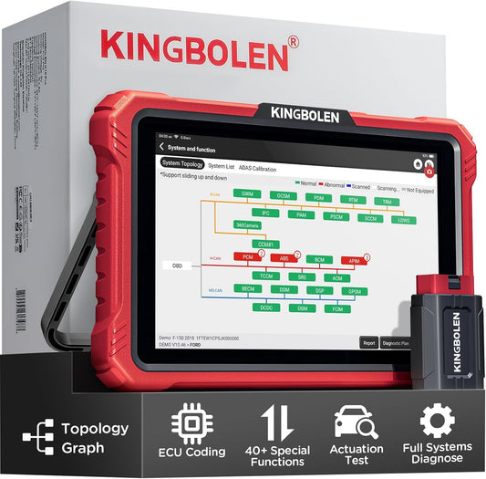 KINGBOLEN K10 Pro Bidirectional Test Diagnostic Scan Tool Bluetooth OBD2 Scanner Full System 10" Screen Code Reader Topological Graph 40+ Reset ECU Coding ADAS DoIP&CAN-FD FCA SGW 2 Years Free Update