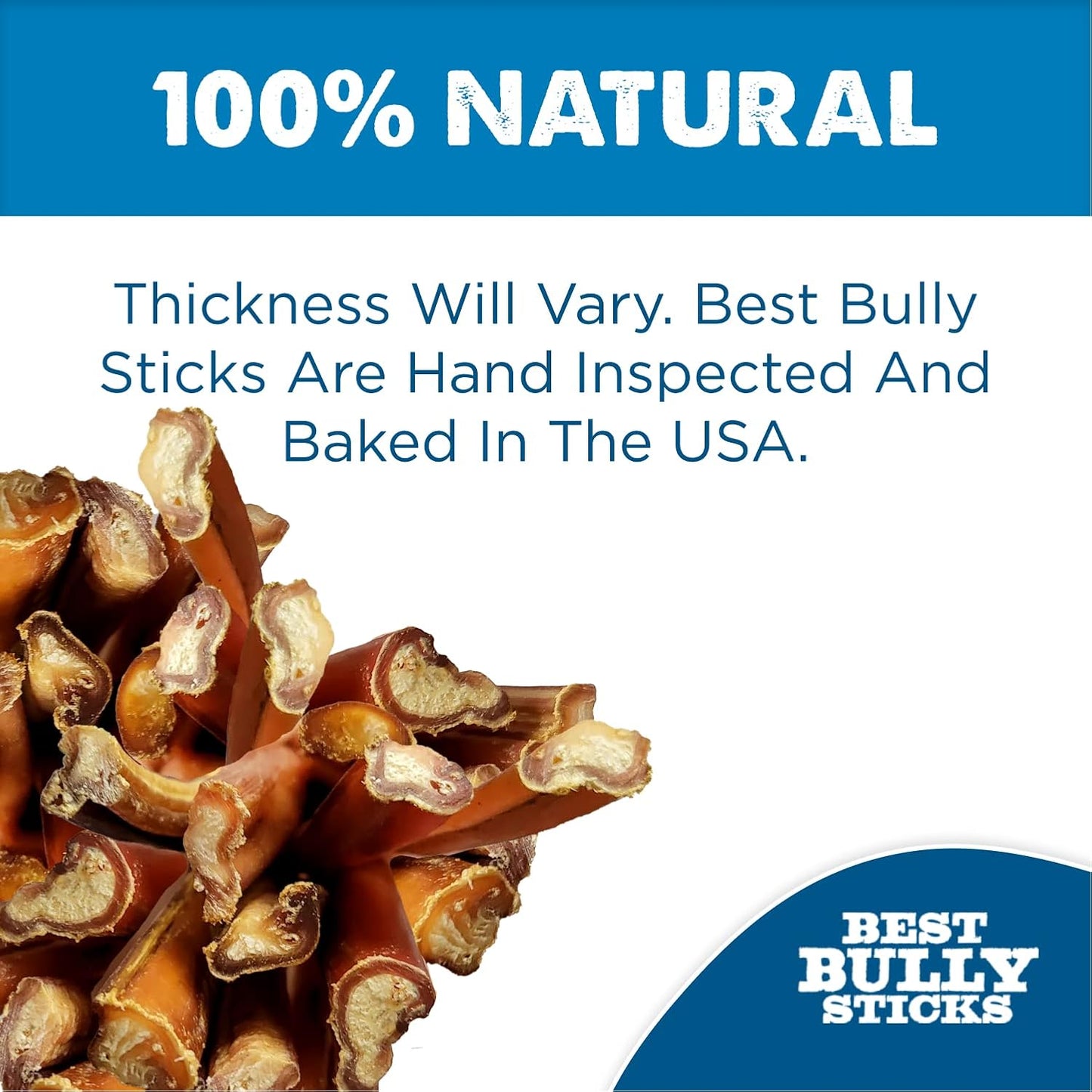 Best Bully Sticks 6 Inch Bully Sticks for Dogs - 15 Count (Pack of 1) - Natural, Easily Digestible, 100% Grass-Fed Beef, Grain and Rawhide Free