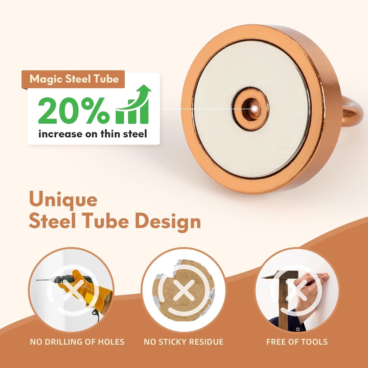 Neosmuk Magnetic Hooks, Cruise Ship Essentials, 120lb+ Heavy Duty Magnetic Hooks for Cruise Cabins, Refrigerator, Grill, Hanging, and Travel | Extra Strong Must-Haves Magnet Hook,Bronze, Pack of 10