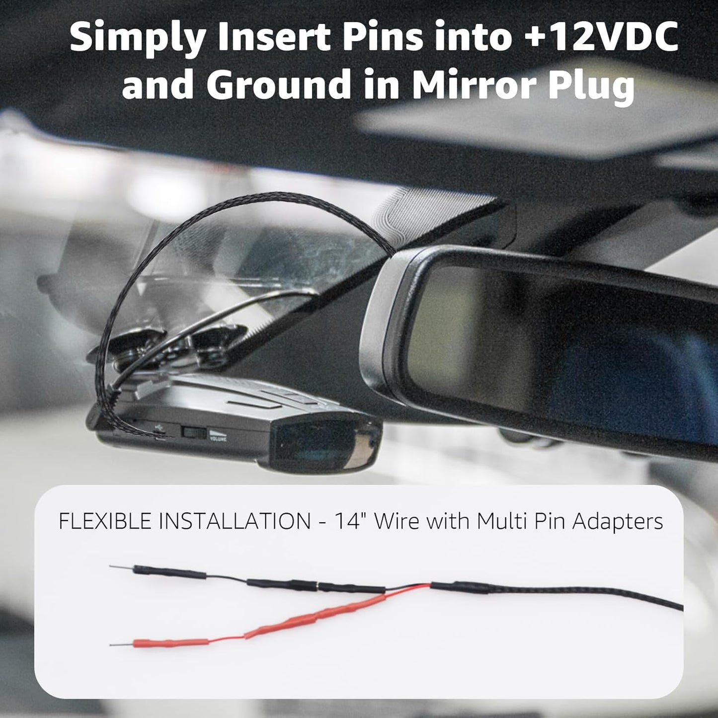 2PCS RJ11 Replacement Mirror Wire Power Cord for Uniden Radar Detectors，Fits R4 R3 R1 R7 R8 Model(3005201U)