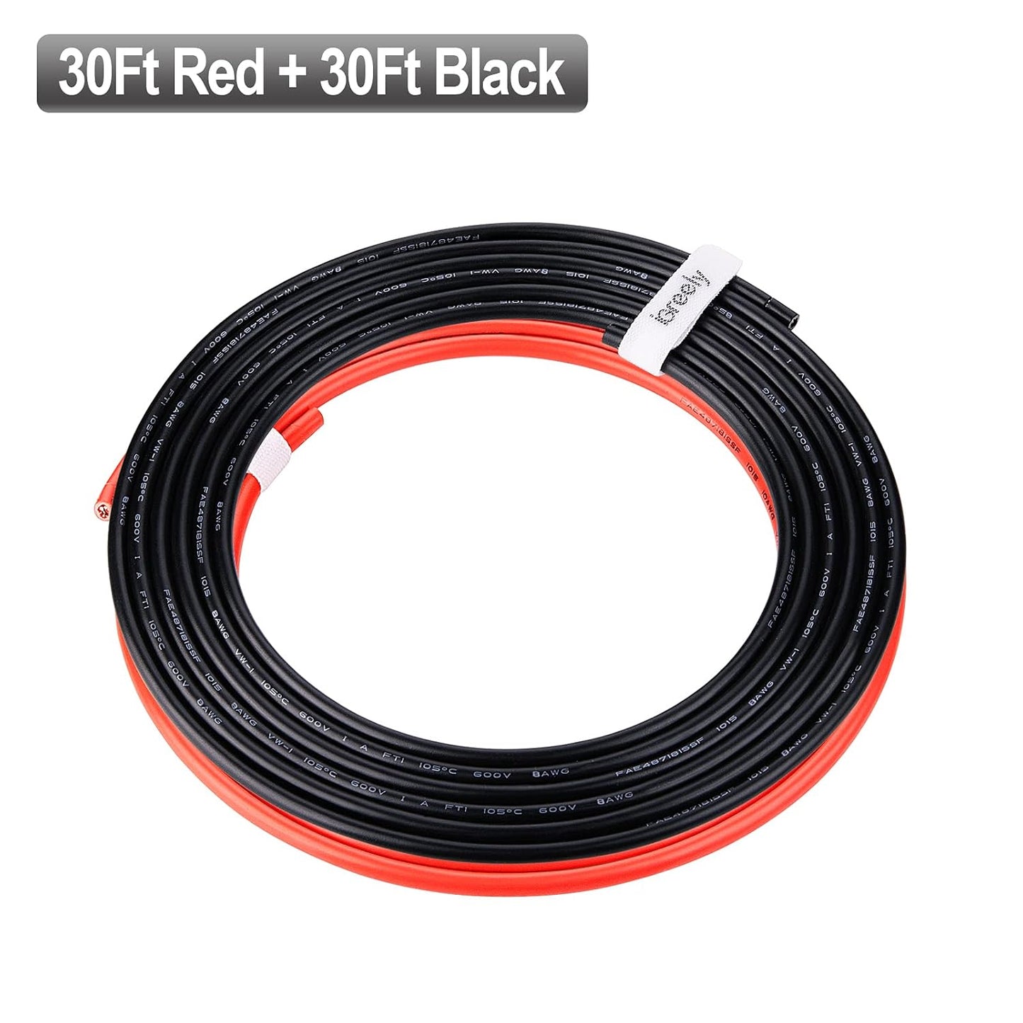 8 Gauge Wire - iGreely 30 FT Red & 30 FT Black 8 AWG Tinned Copper Electrical Wire Cable for Car Audio Automotive Trailer Marine Harness Wiring 8AWG 30Ft