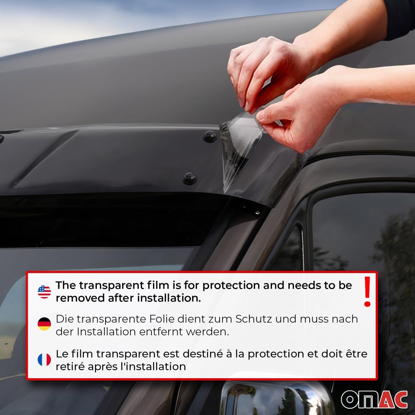 OMAC Front Windshield Sun Visor Protector for Mercedes Metris 2016-2024 Acrylic Smoke