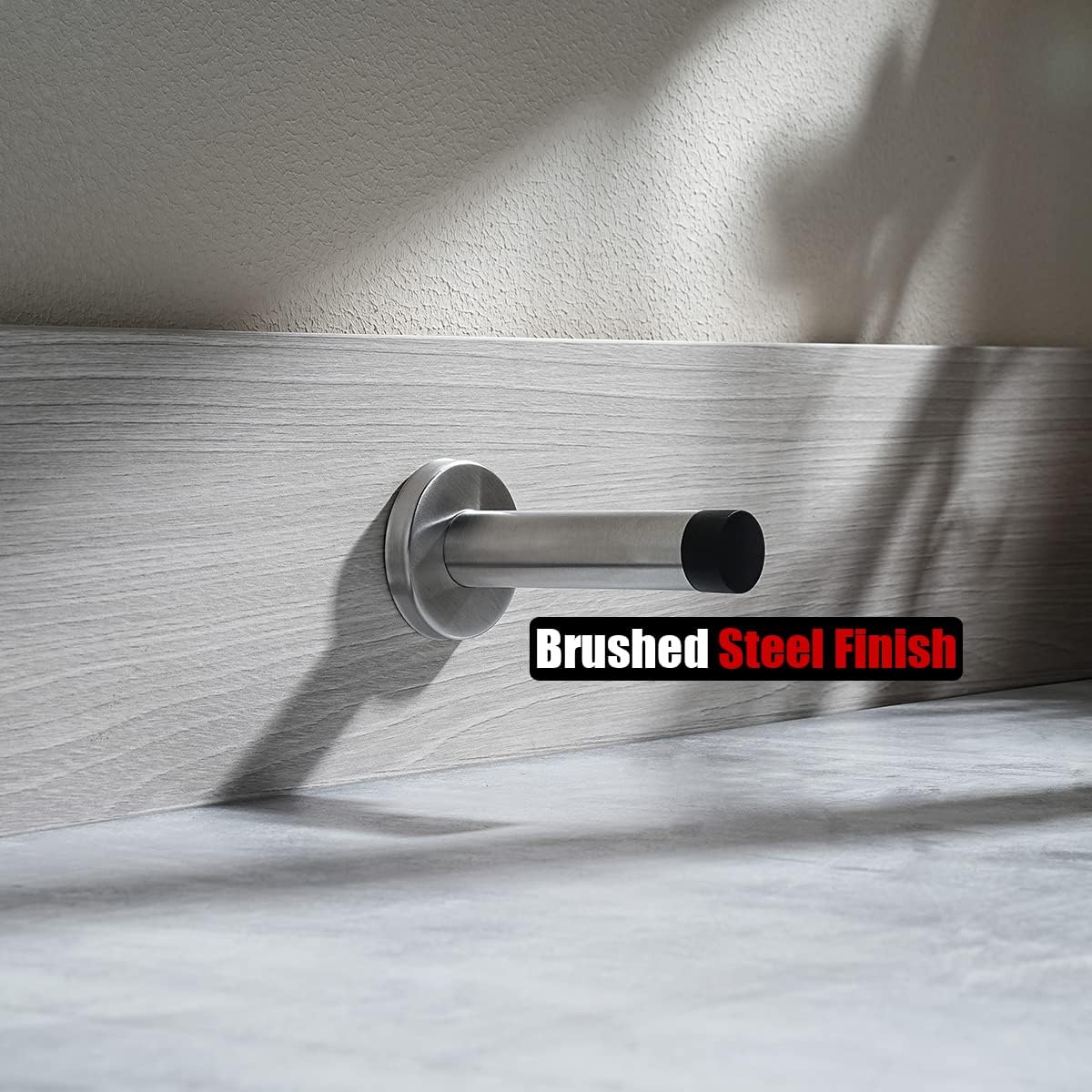 JQK Door Stopper, 304 Stainless Steel Thicken 1mm Sound Dampening Door Stop Bumper Wall Protetor 8 Pack, Brushed, DSB5-BN-P8