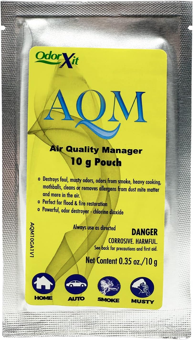 AQM by OdorXit, Air Quality Manager Chlorine Dioxide Odor Removal Packet, Dog Odor Eliminators for Home, Wet Dog Smell & Car Deodorizer, Strong Smell Neutralizer, 10g