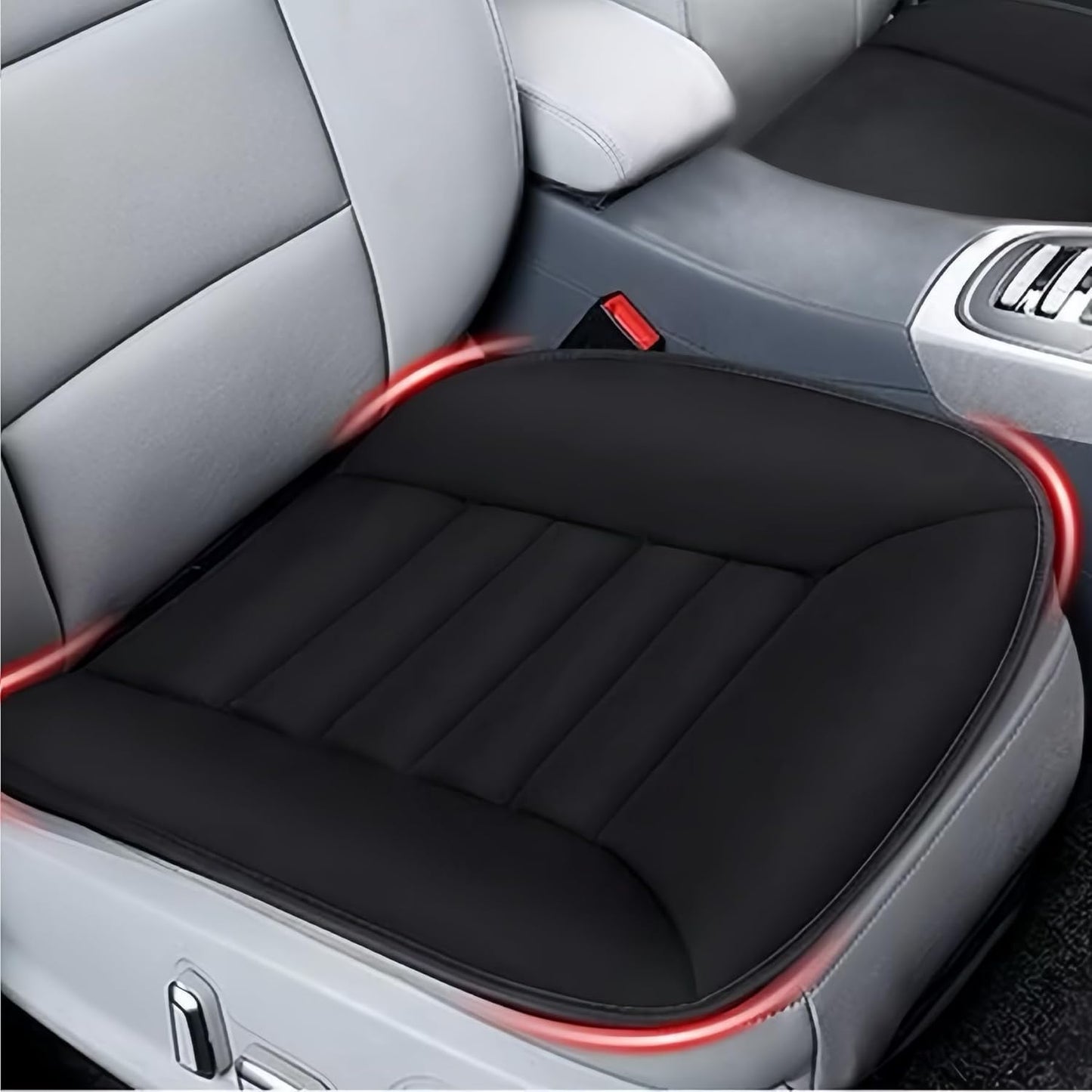 MYFAMIREA Car Seat Cushion Pad 1.2" Thick Comfort Seat Protector for Car Driver Seat Office Chair Home Use Memory Foam Seat Cushion with Non Slip Bottom, 20'' x 18.5'', Black