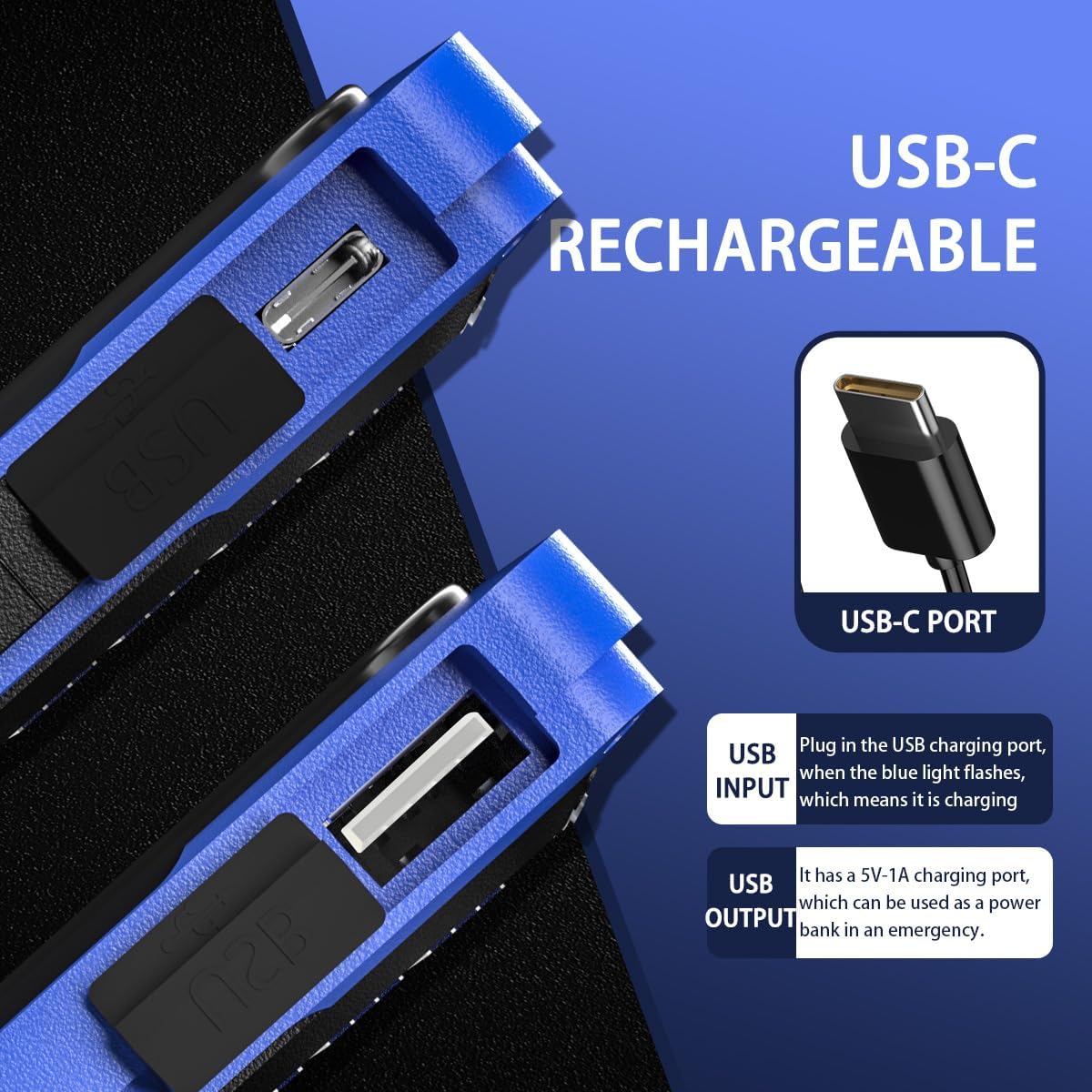 WARSUN Led Work Light Rechargeable, Portable Magnetic Work Light, LED Flood Light Waterproof for Outdoor Camping Hiking Emergency Car Repairing (USB + Solar Charging, Blue)