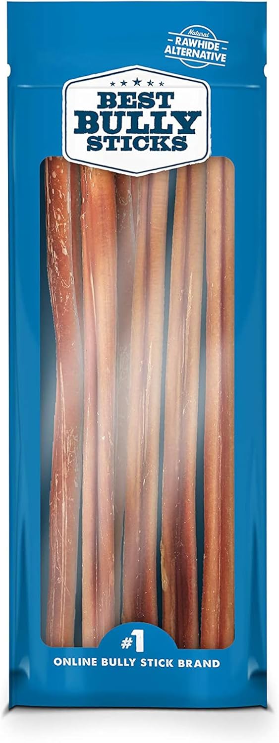 Best Bully Sticks 12 Inch Bully Sticks for Dogs - 12 Count (Pack of 1) - Natural, Easily Digestible, 100% Grass-Fed Beef, Grain and Rawhide Free