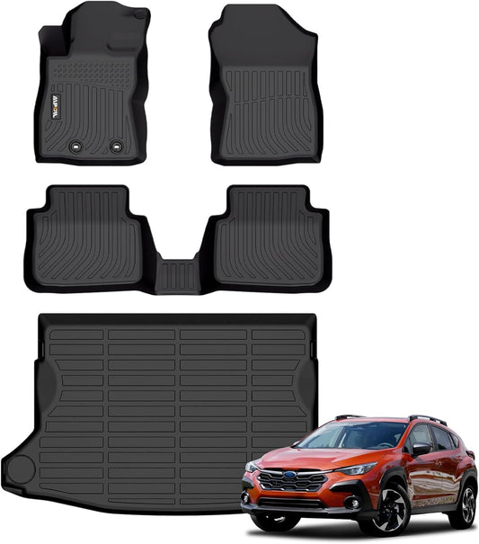 AIPOIL® Floor Mats & Cargo Liner Set for 2024-2025 Subaru Crosstrek/Impreza All Weather Protection TPE Anti-Slip Automotive Full Set Custom Car Mats Accessories - Black